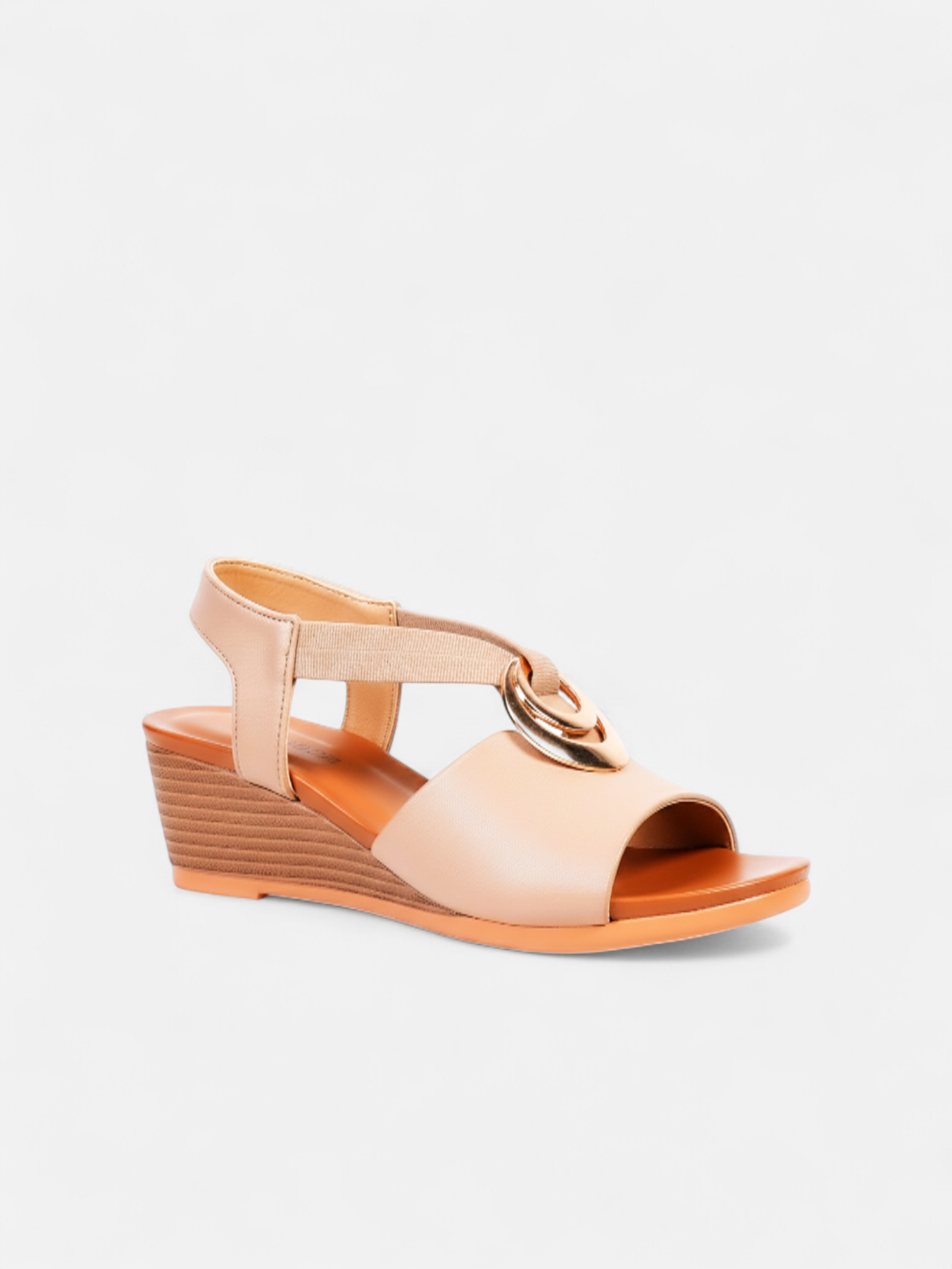 Sandália Anabela Tira Larga Metal Lua