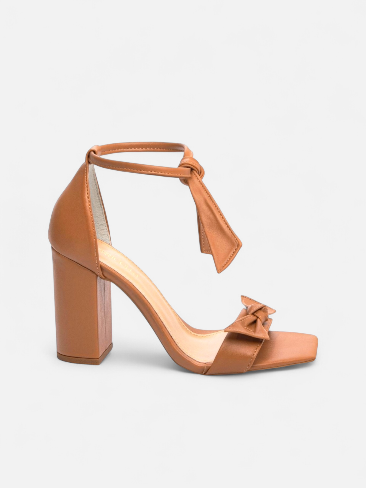 Sandália Salto Grosso Laços Napa Caramelo
