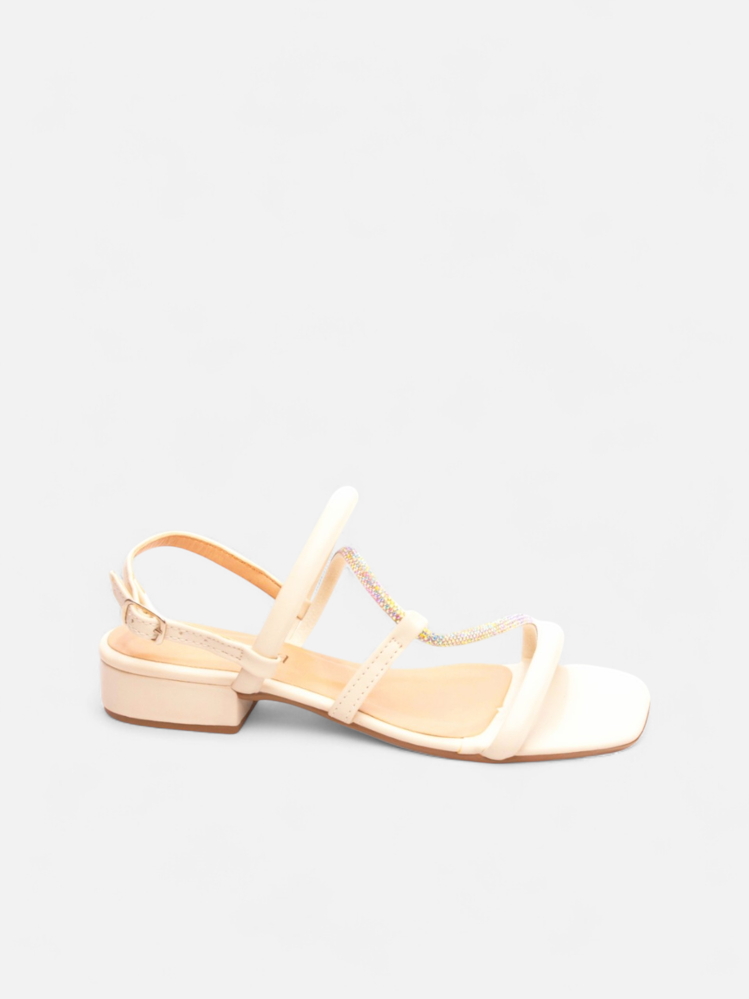 Sandália Salto Baixo com Manta de Strass Grafite