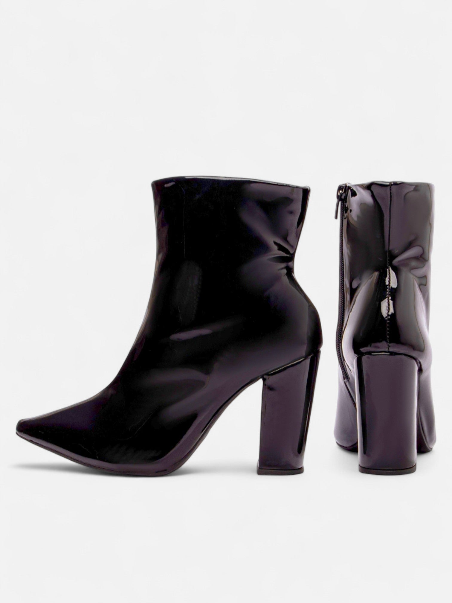 Bota Verniz Cano Curto Salto Bloco