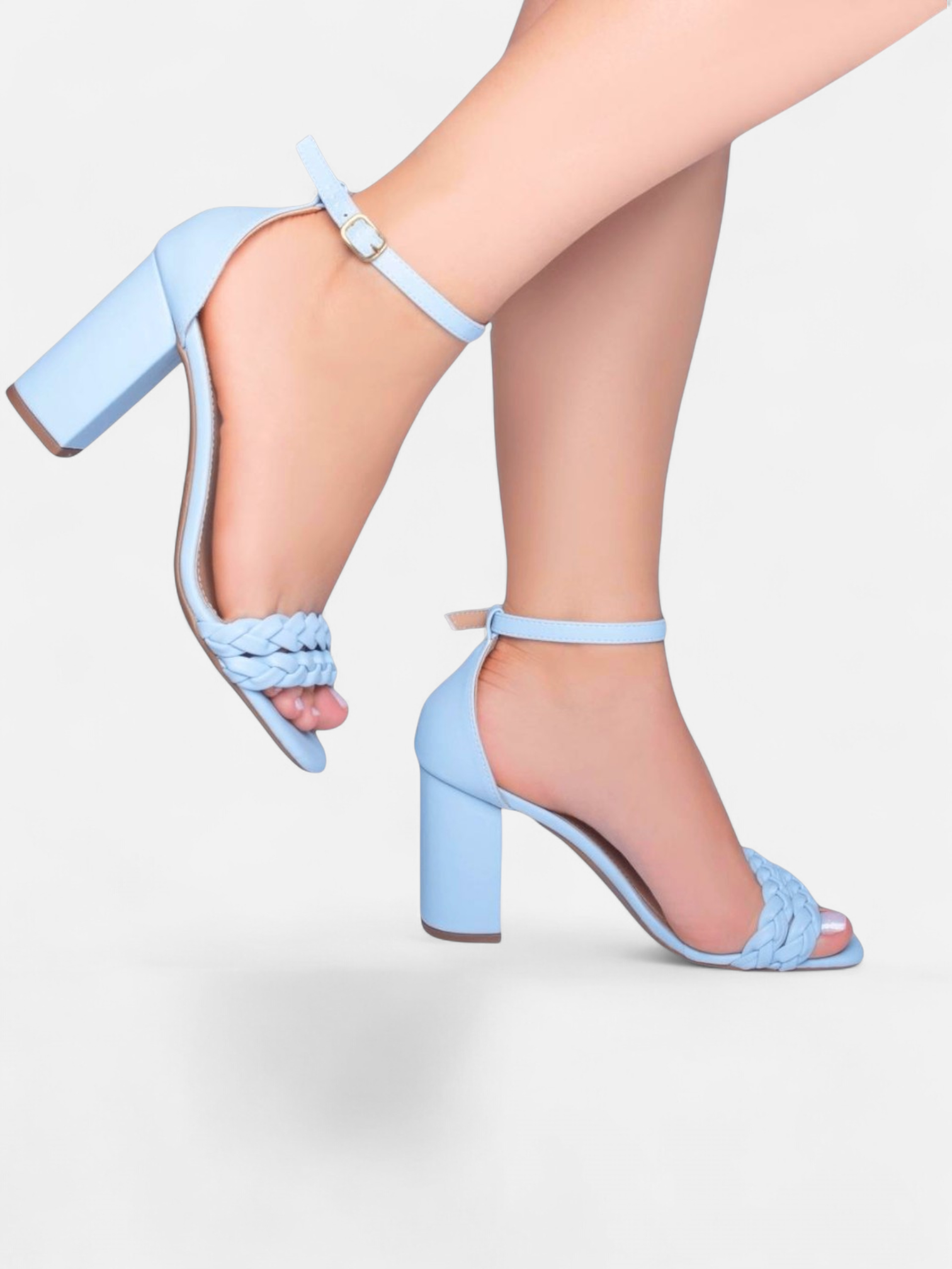 Sandália Salto Napa com Fivela de Metal