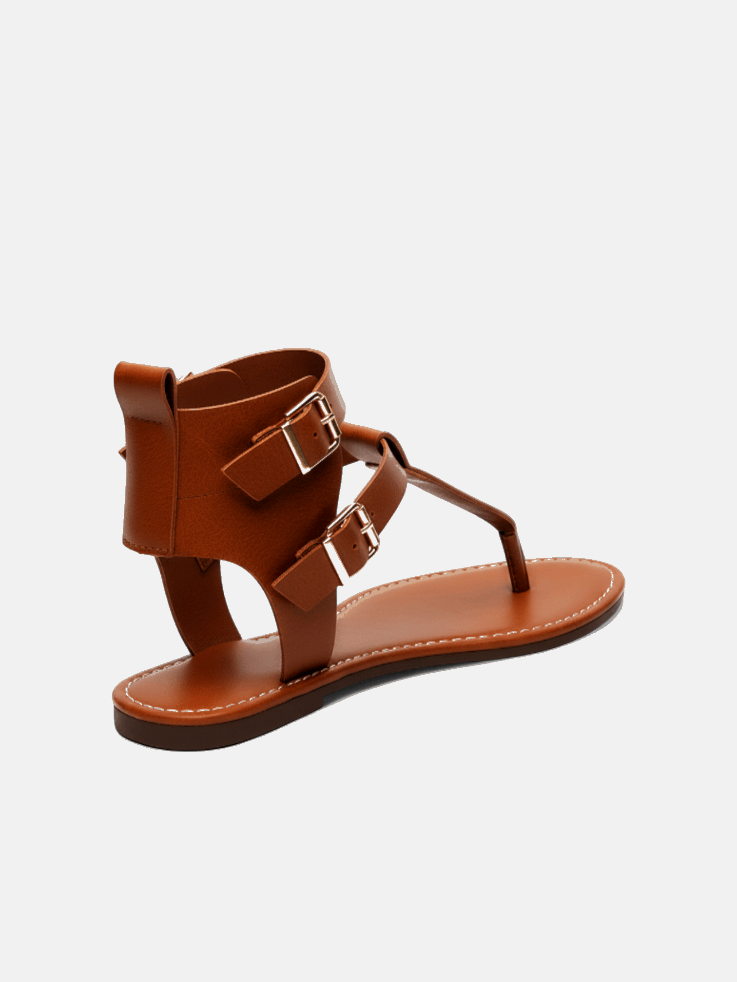 Sandália Rasteira Gladiadora Fivelas Duplas