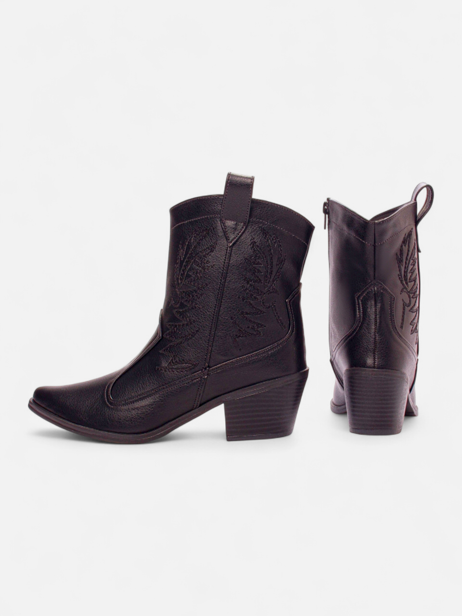 Bota Texana Salto Grosso Cano Baixo Bordada