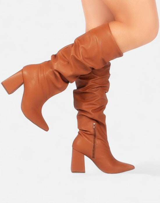 Bota Napa Franzida Cano Alto Salto Bloco