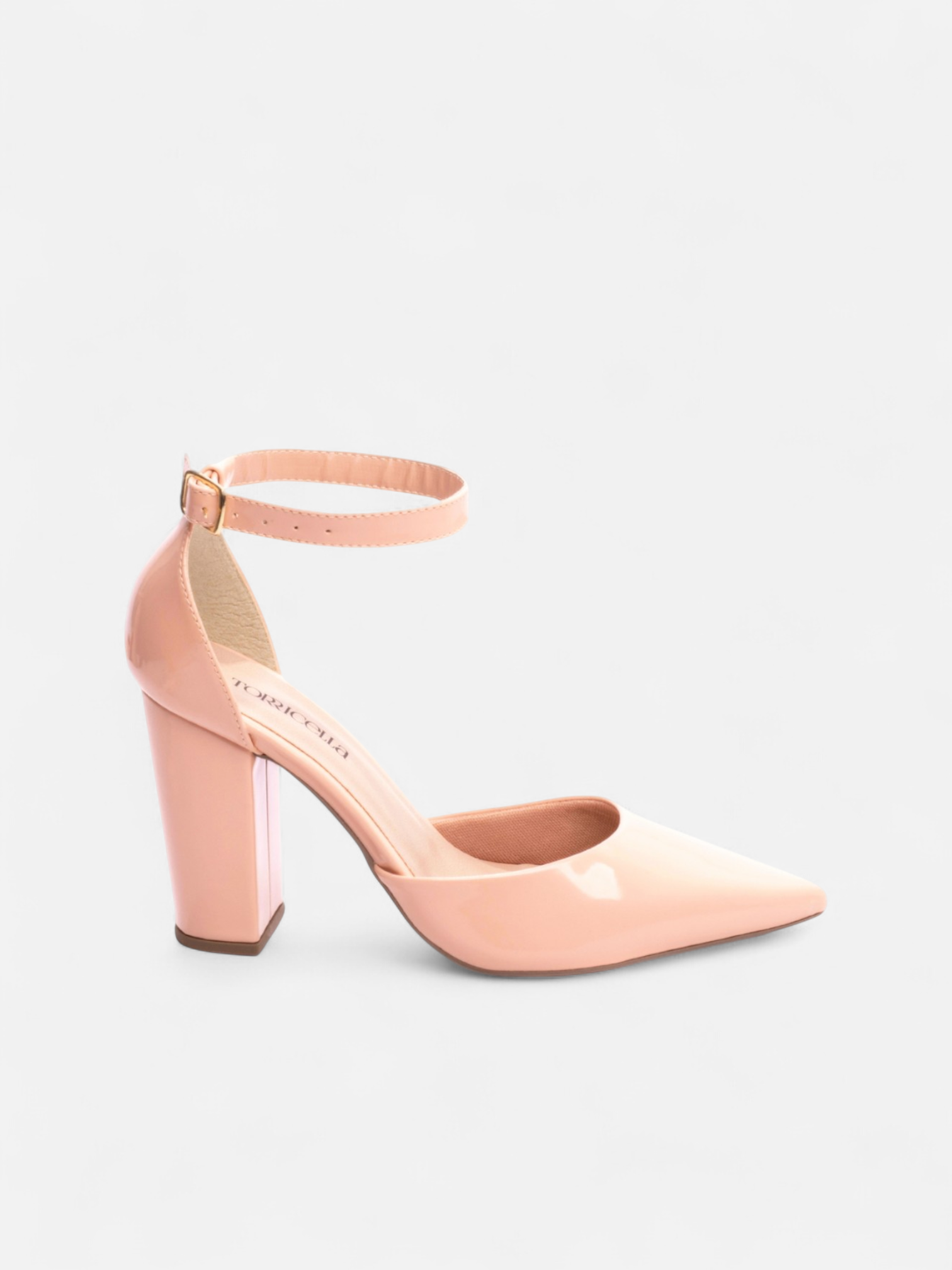 Scarpin Verniz Caramelo com Fivela Dourada