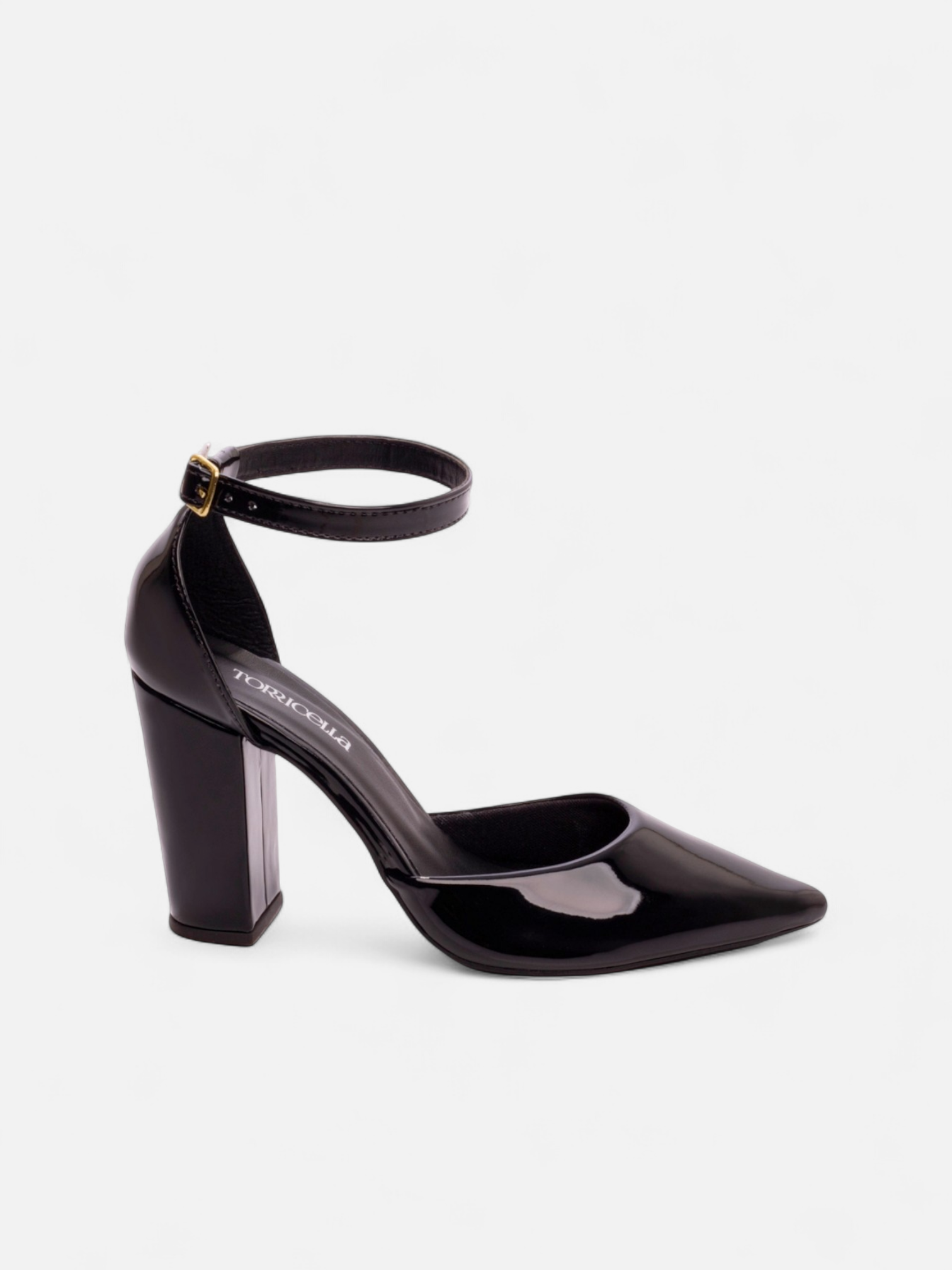 Scarpin Verniz Caramelo com Fivela Dourada