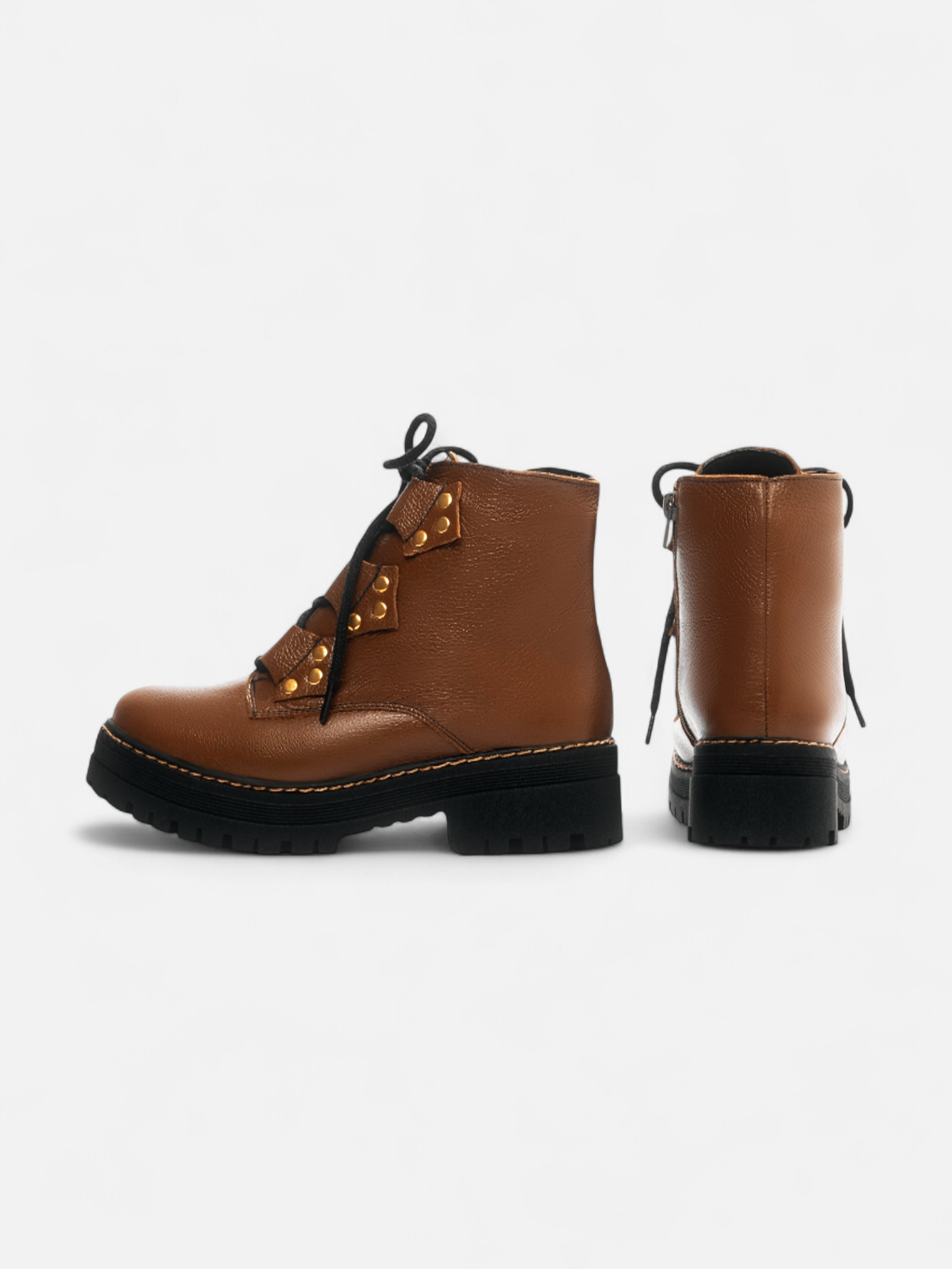 Bota Coturno Couro Sola Tratorada