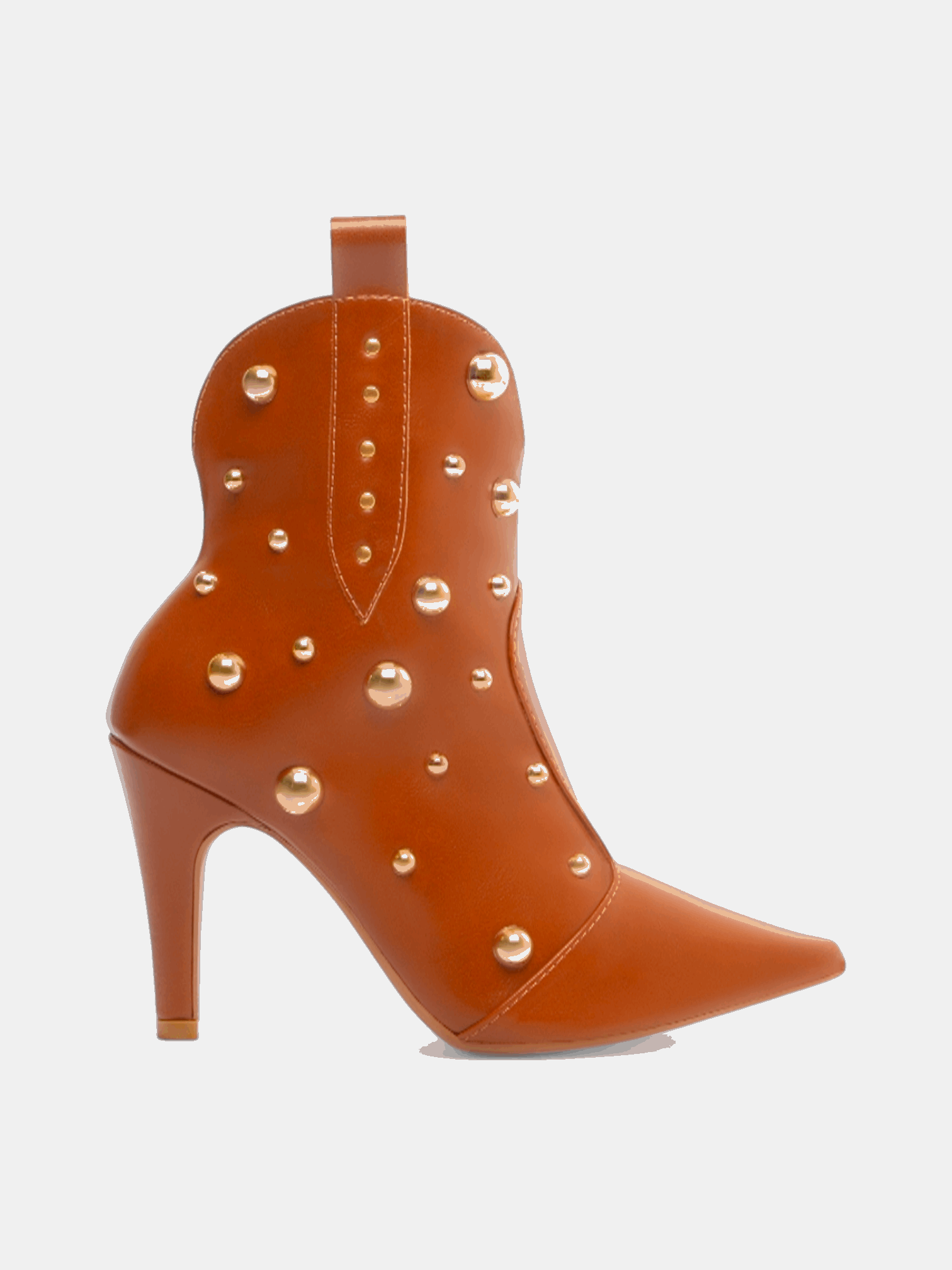 Bota Salto Fino Bico Fino com Apliques Metalizados