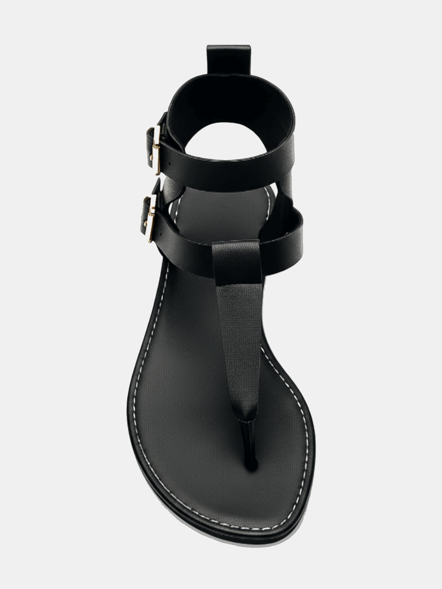 Sandália Rasteira Gladiadora Fivelas Duplas