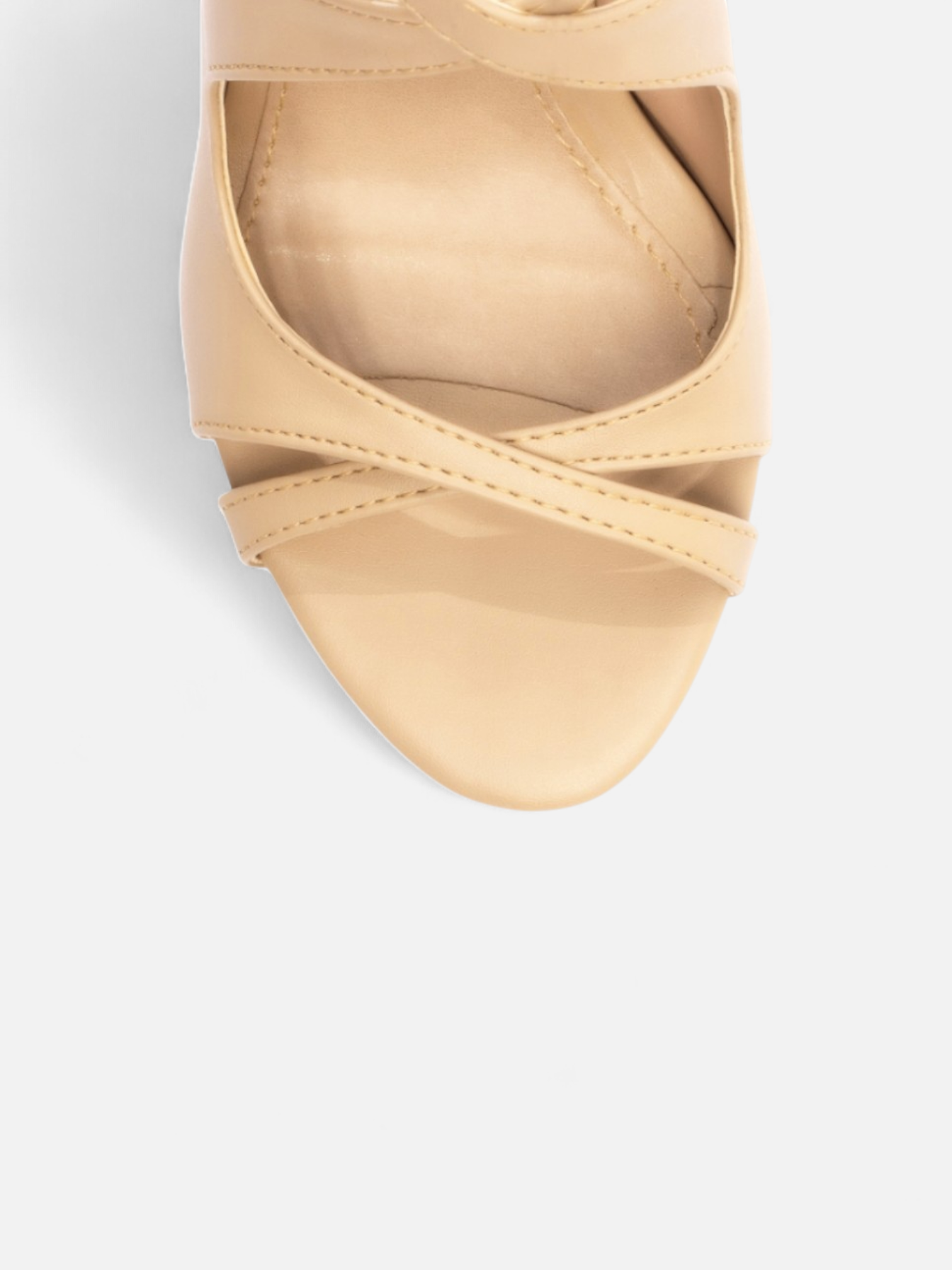 Sandália Salto Grosso Napa Bege com Fivela