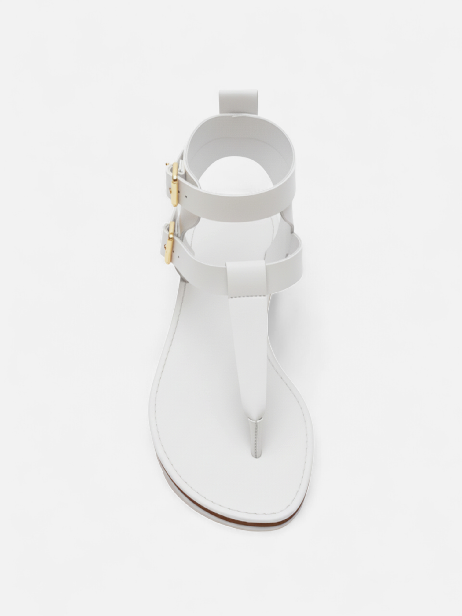 Sandália Rasteira Gladiadora Fivelas Duplas