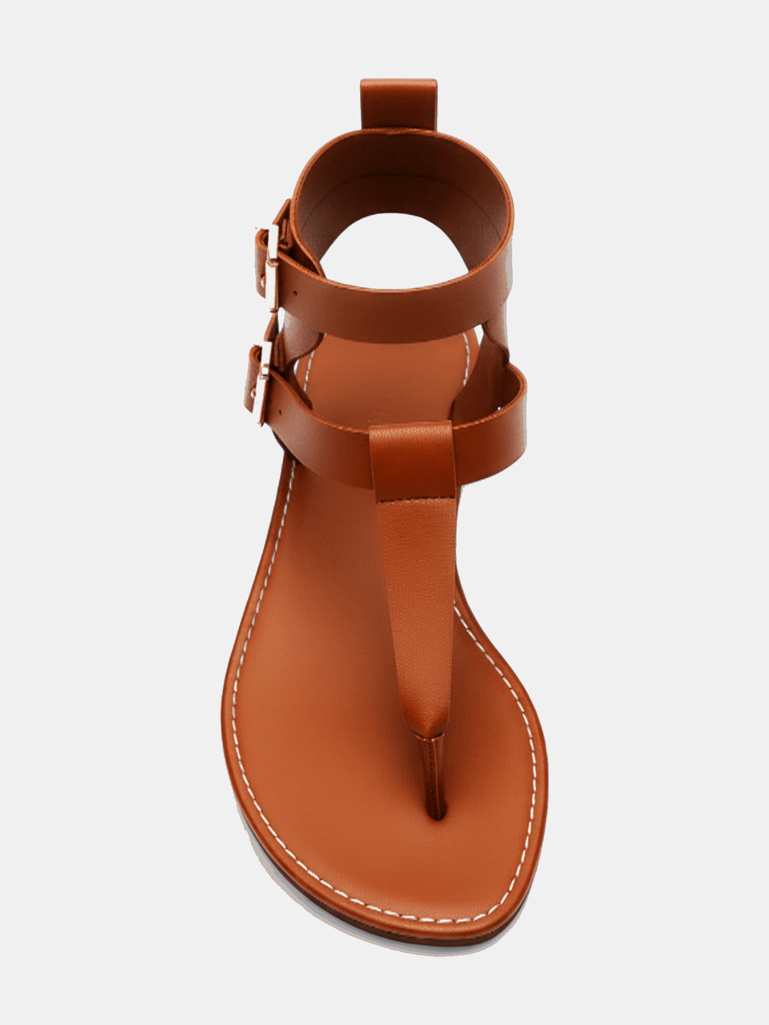 Sandália Rasteira Gladiadora Fivelas Duplas