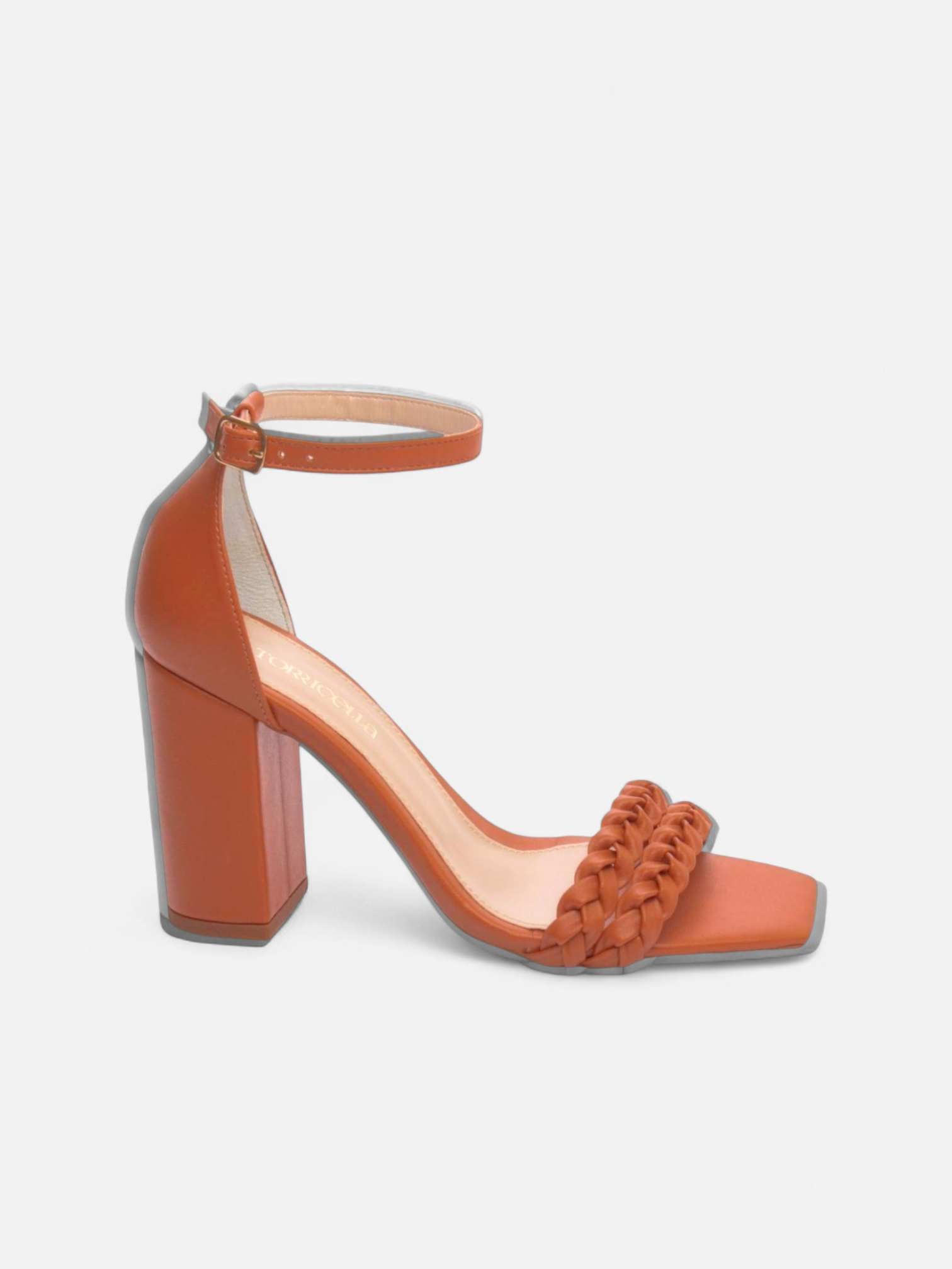 Sandália Salto Napa com Fivela de Metal