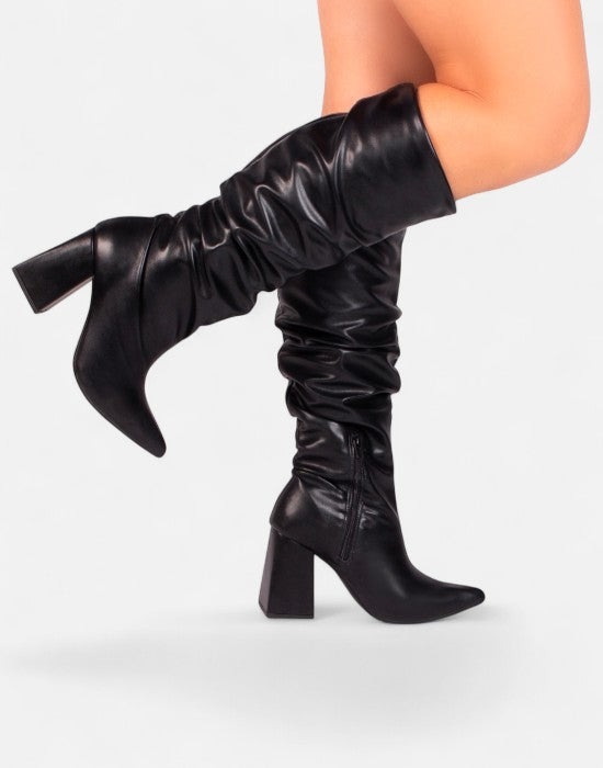 Bota Napa Franzida Cano Alto Salto Bloco