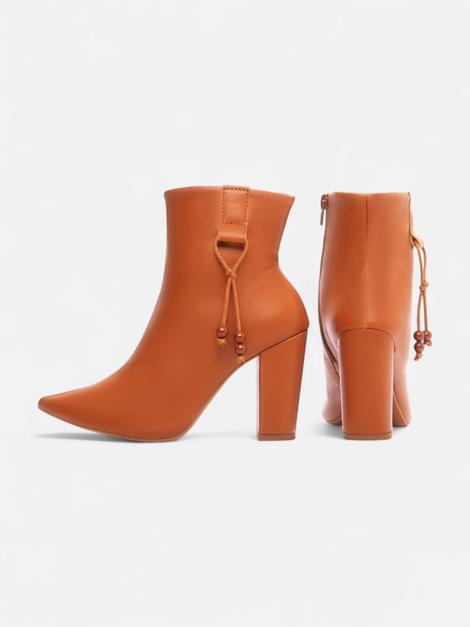 Bota Cano Curto Salto Bloco Detalhe Cordão