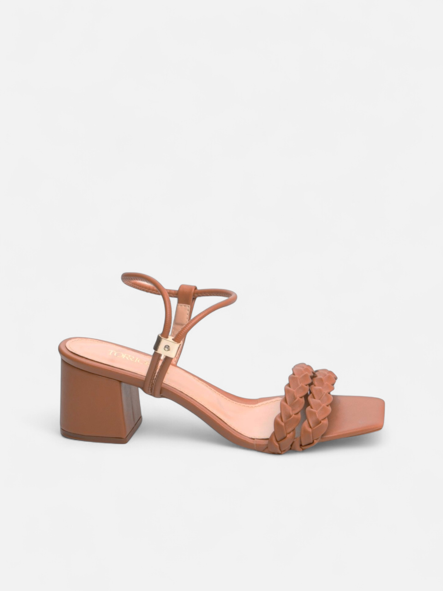 Sandália Salto Grosso Napa Caramelo