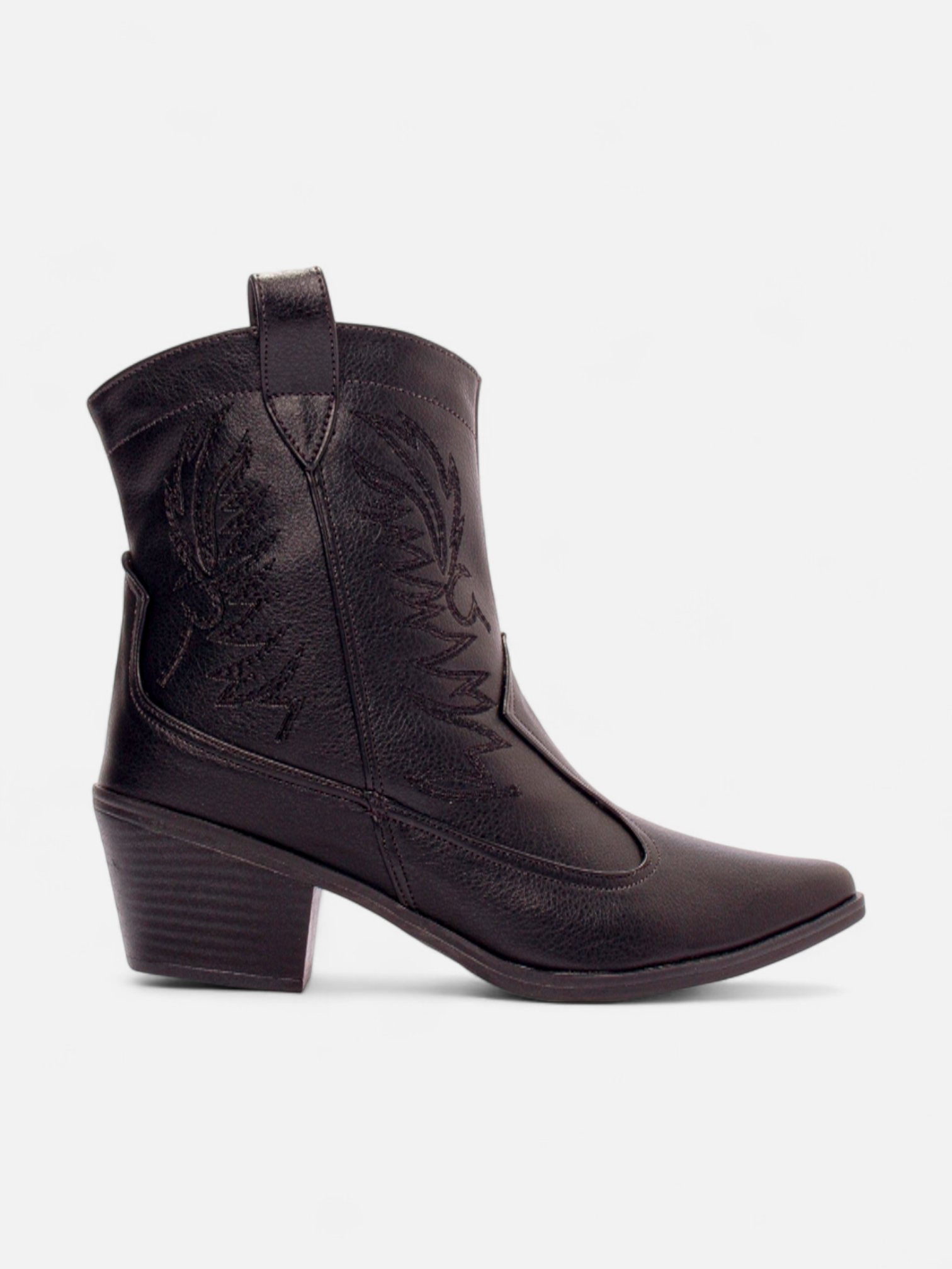 Bota Texana Salto Grosso Cano Baixo Bordada