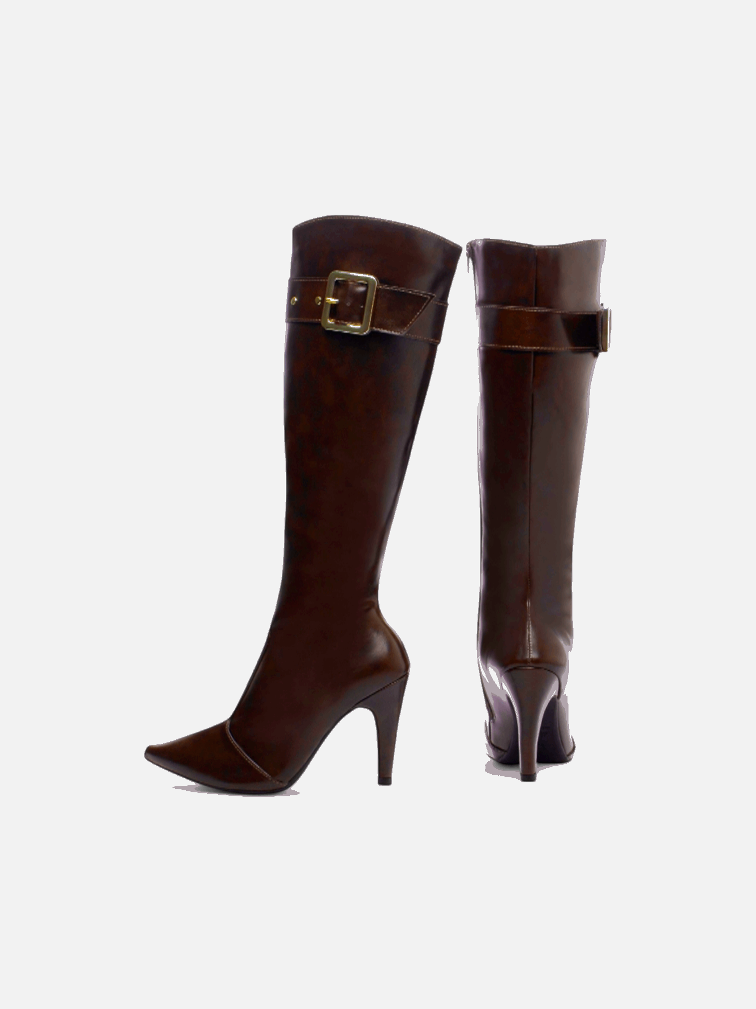 Bota Cano Alto Bico Fino com Ajuste em Fivela