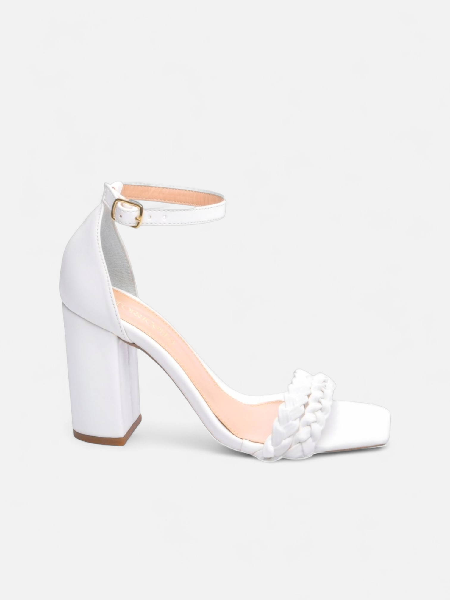 Sandália Salto Napa com Fivela de Metal