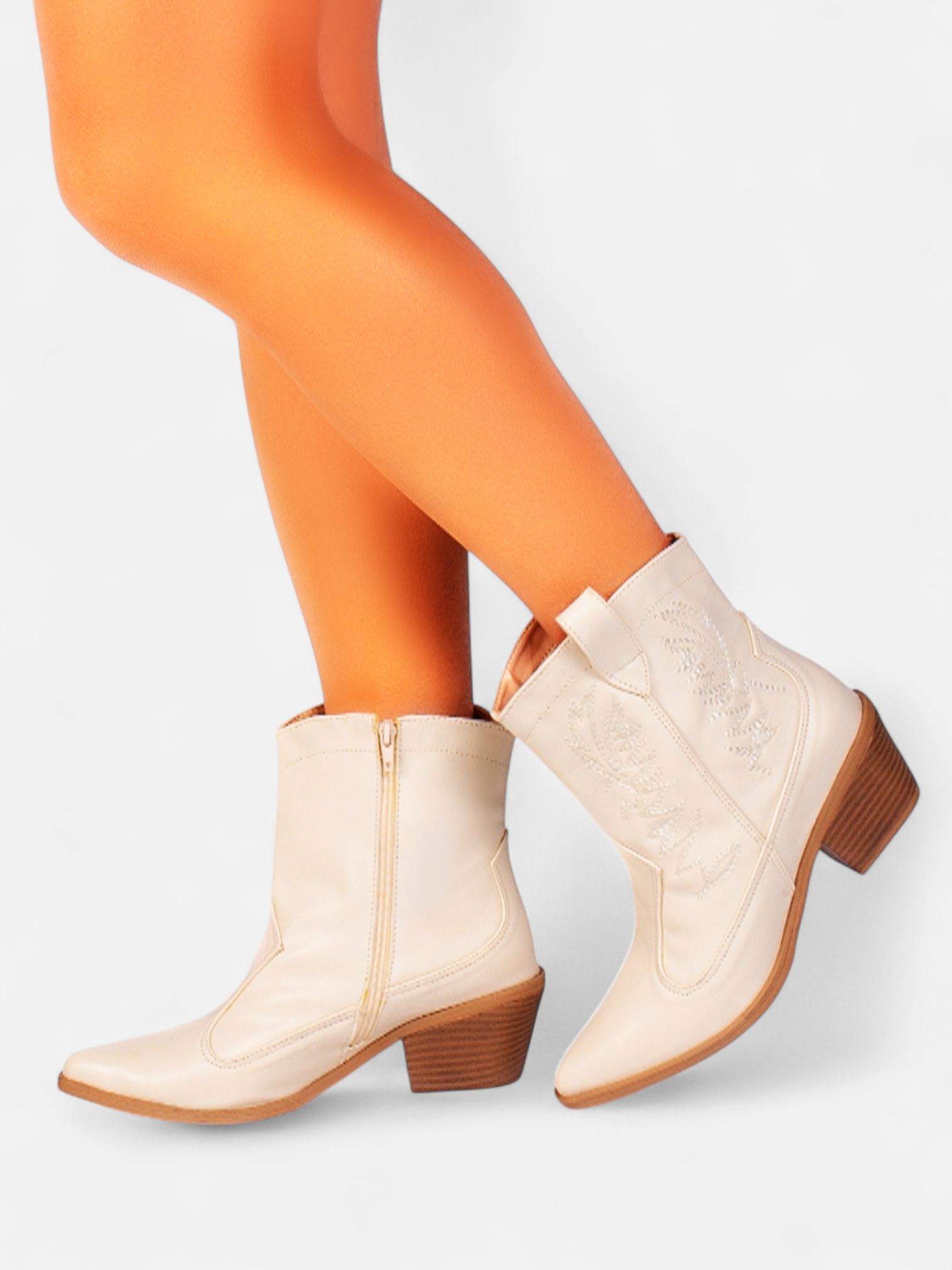Bota Texana Salto Grosso Cano Baixo Bordada
