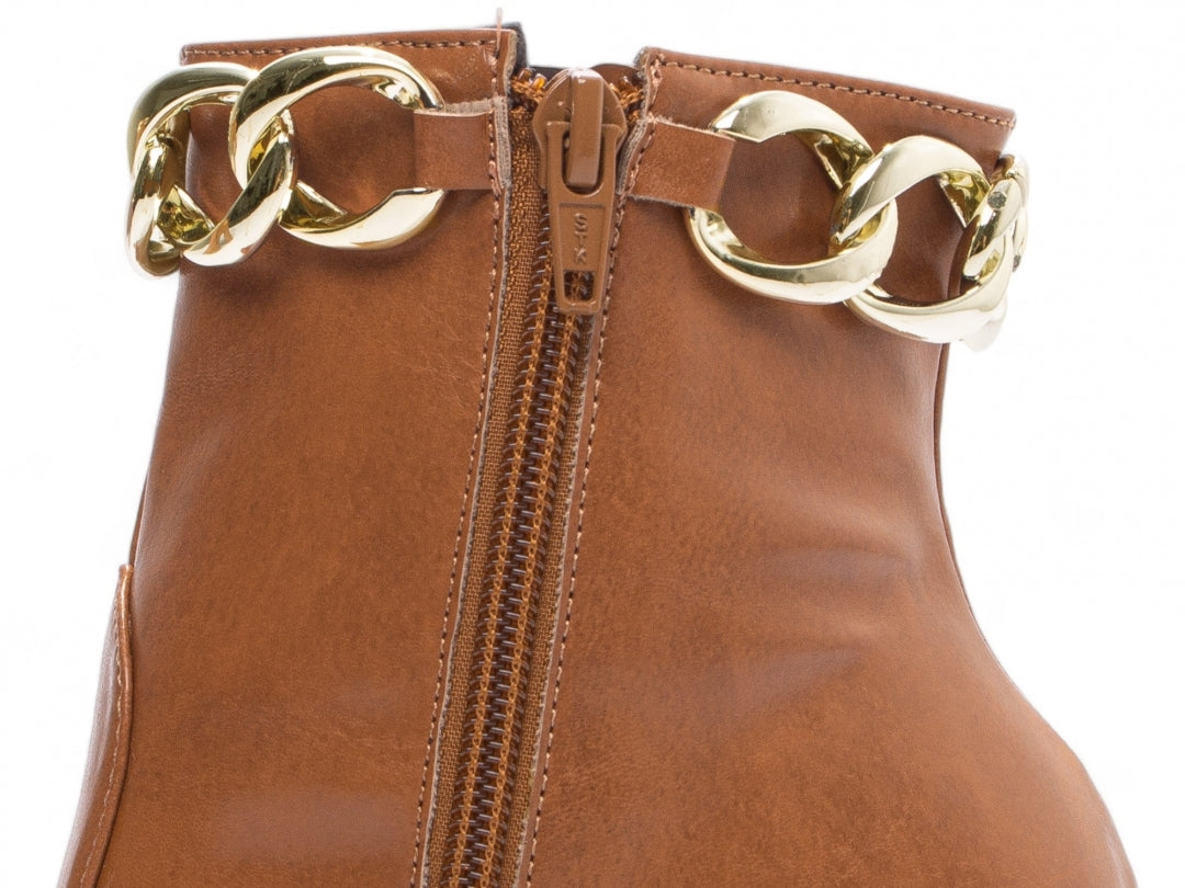 Bota Bico Fino Cano Médio e Pulseira com Corrente