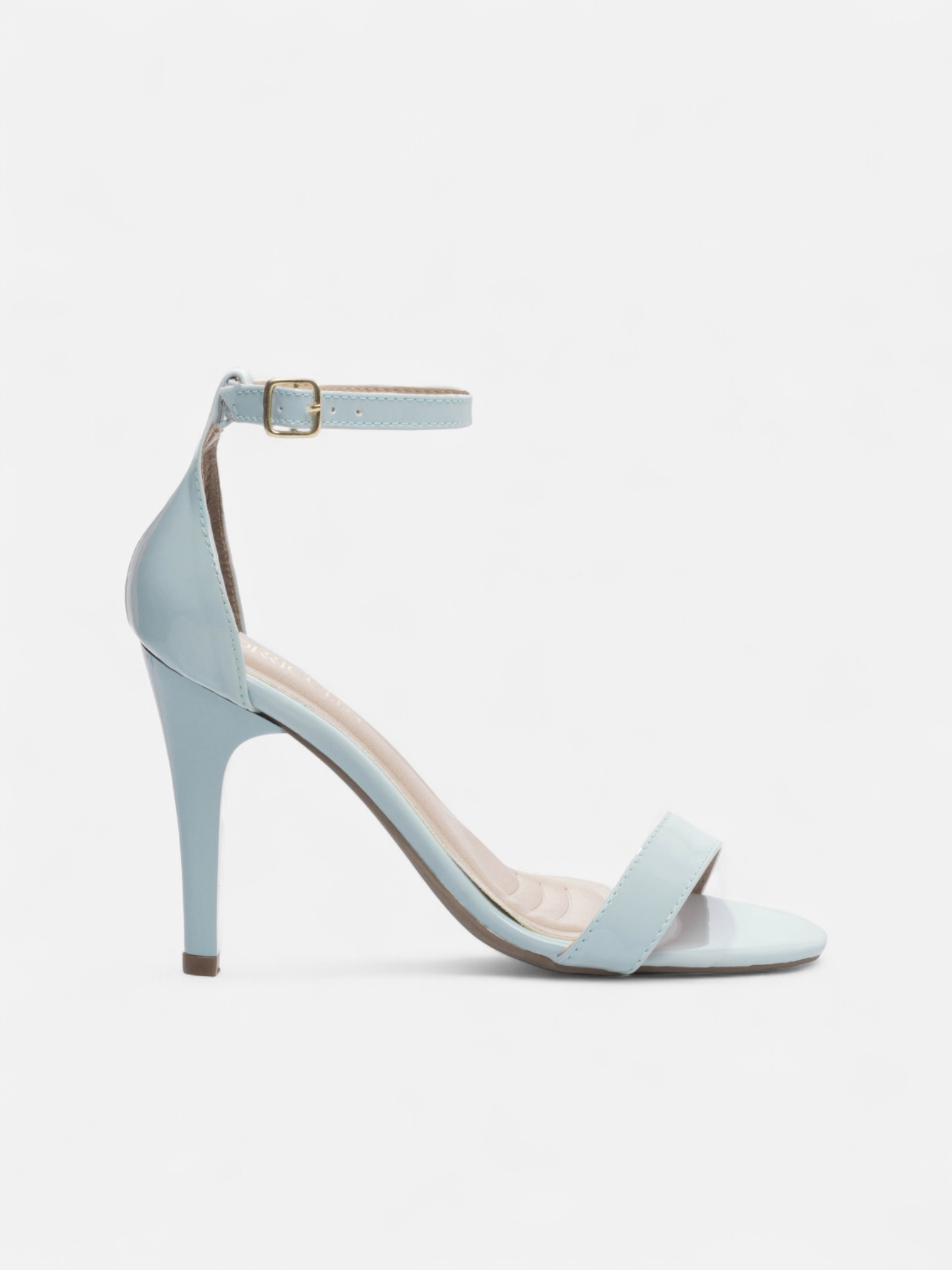 Sandália Salto Fino em Verniz com Fivela Dourada Ajustável