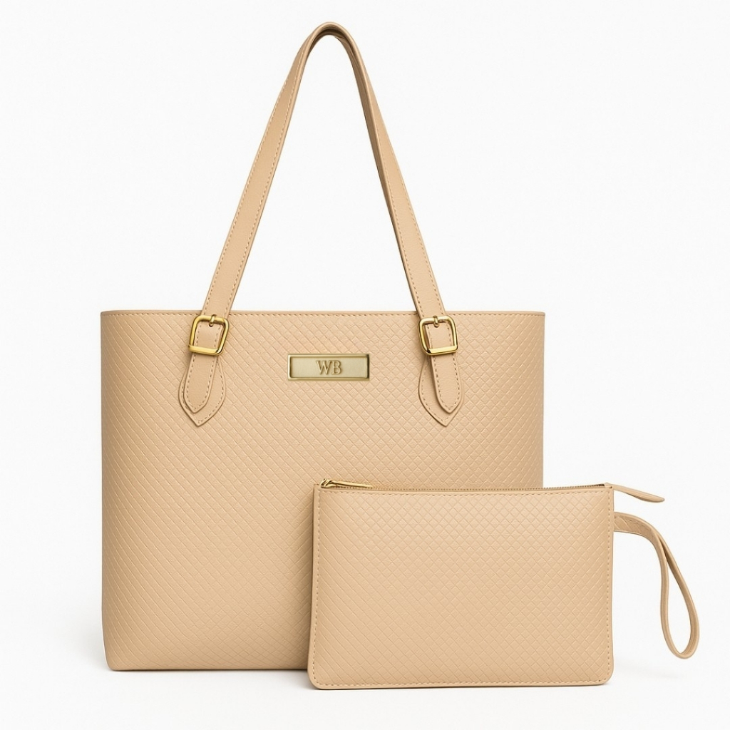 Bolsa Shopping Texturada Com Alça De Ombro Grande Espaço Interno E Nécessaire Willibags