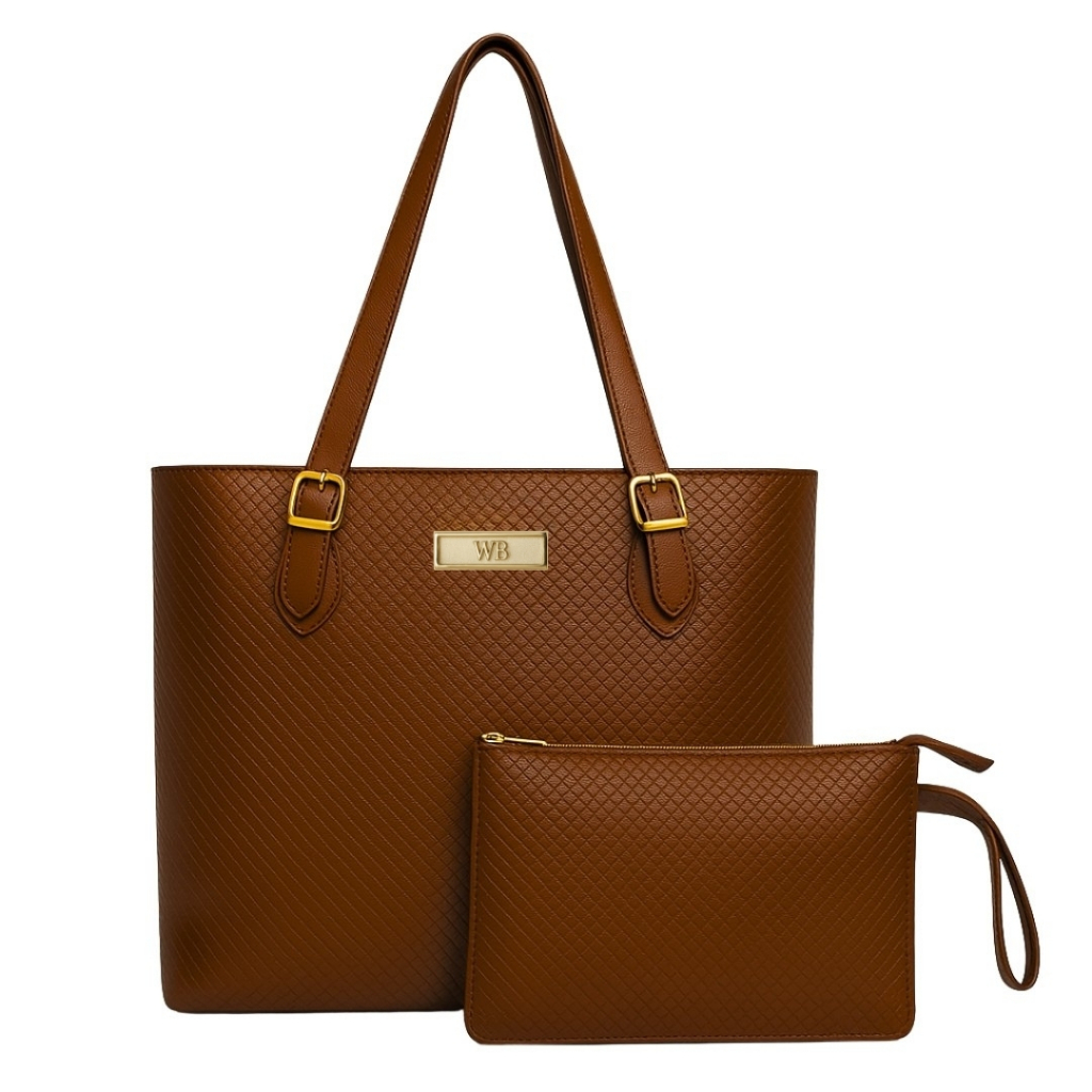 Bolsa Shopping Texturada Com Alça De Ombro Grande Espaço Interno E Nécessaire Willibags
