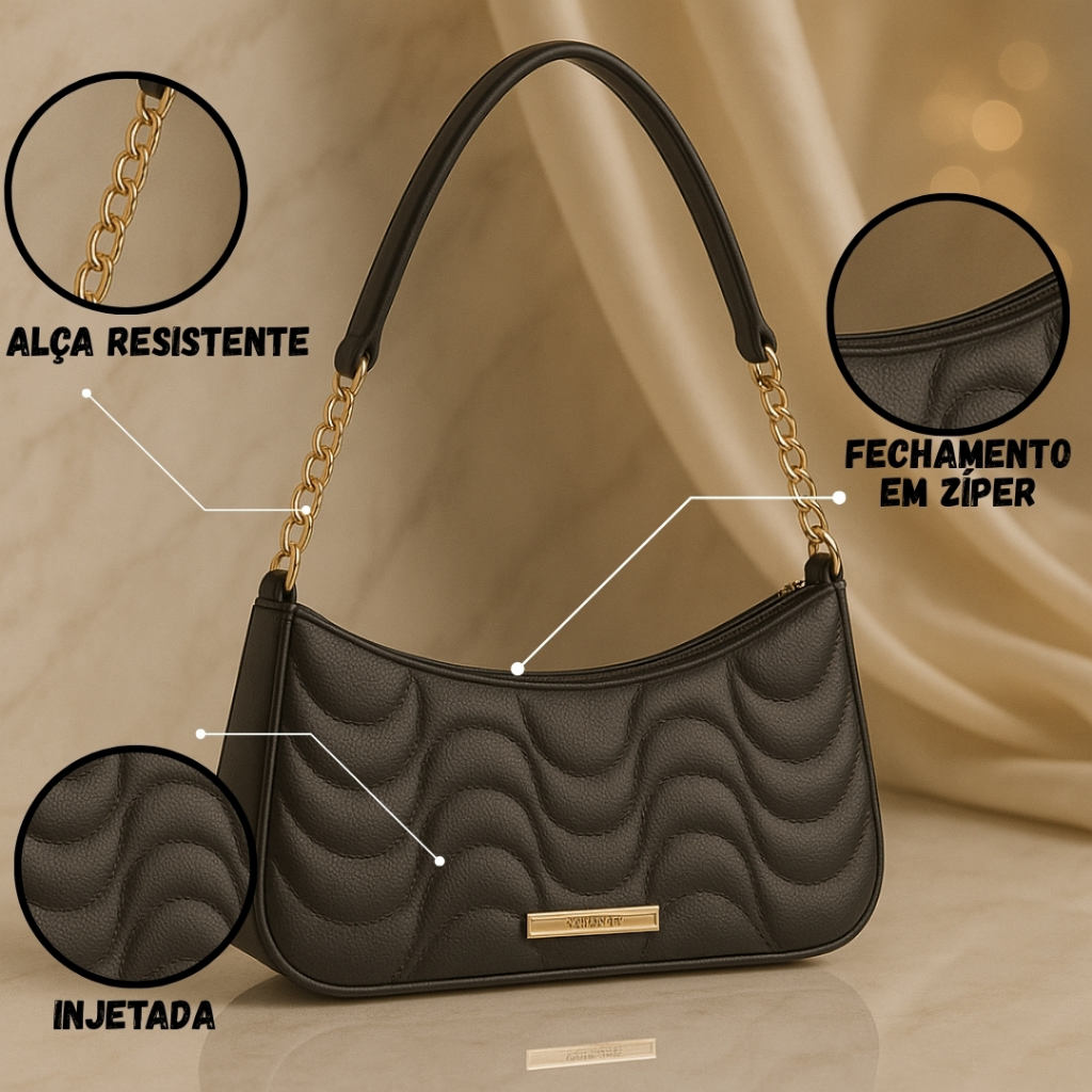 Bolsa Feminina Transversal Pequena Branca Elegante e Sofisticada