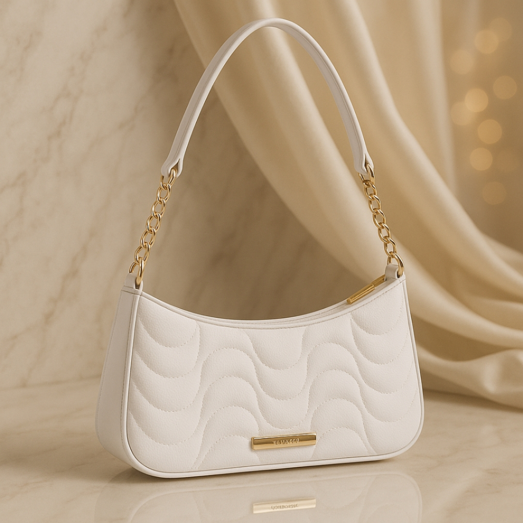 Bolsa Feminina Transversal Pequena Branca Elegante e Sofisticada