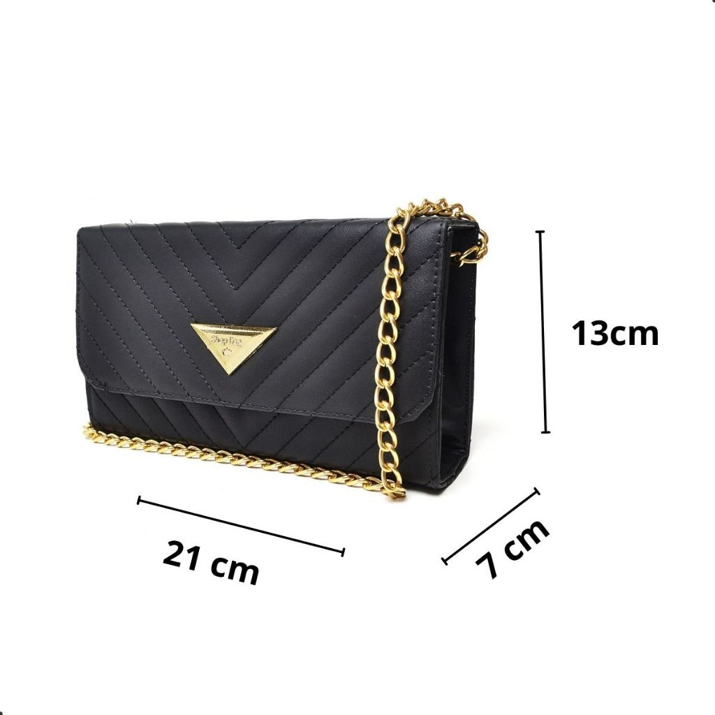 Bolsa Feminina Pequena Corrente Dourada Balada Festa Elegante