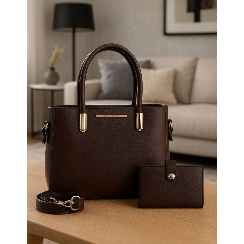 Kit Bolsa Feminina Transversal De Ombro Com Carteira Luxo Lançamento