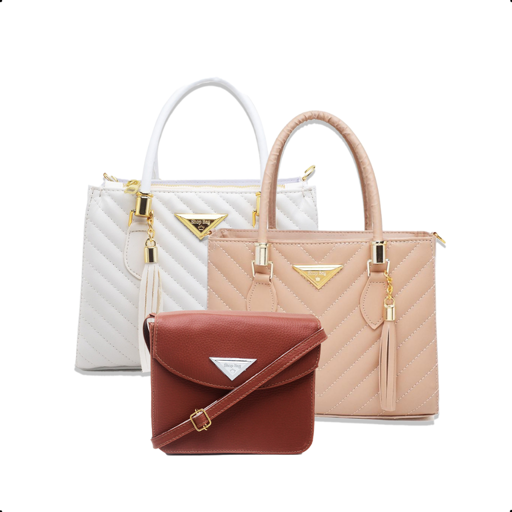 Kit 2 Bolsas Feminina Média E 1 Bolsa Pequena Shopbag