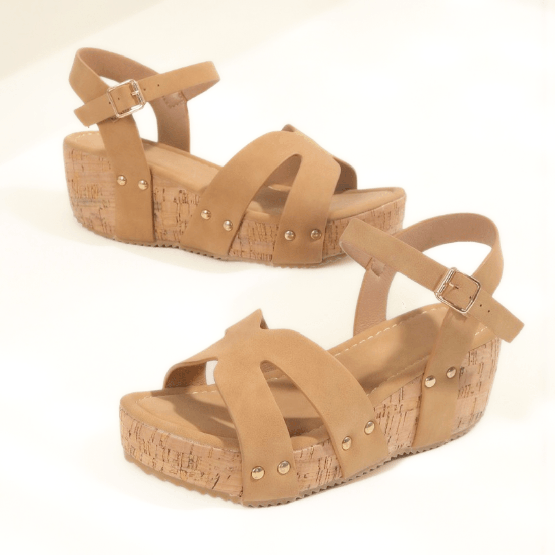 Sandália Anabela Salto Leve Estilo Romano Fivela Casual Verão 2025 Calçados Femininos - #carminito#