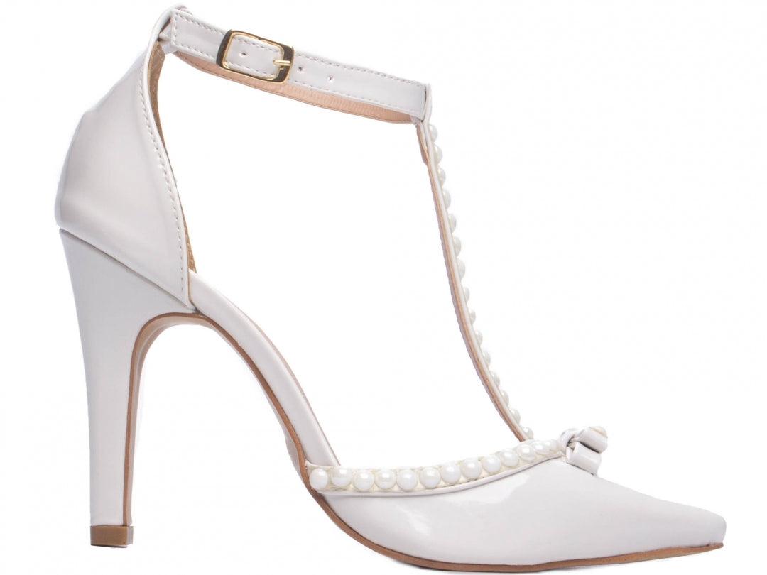 Scarpin Off White com Detalhe Perolado Calçados Femininos - #carminito#