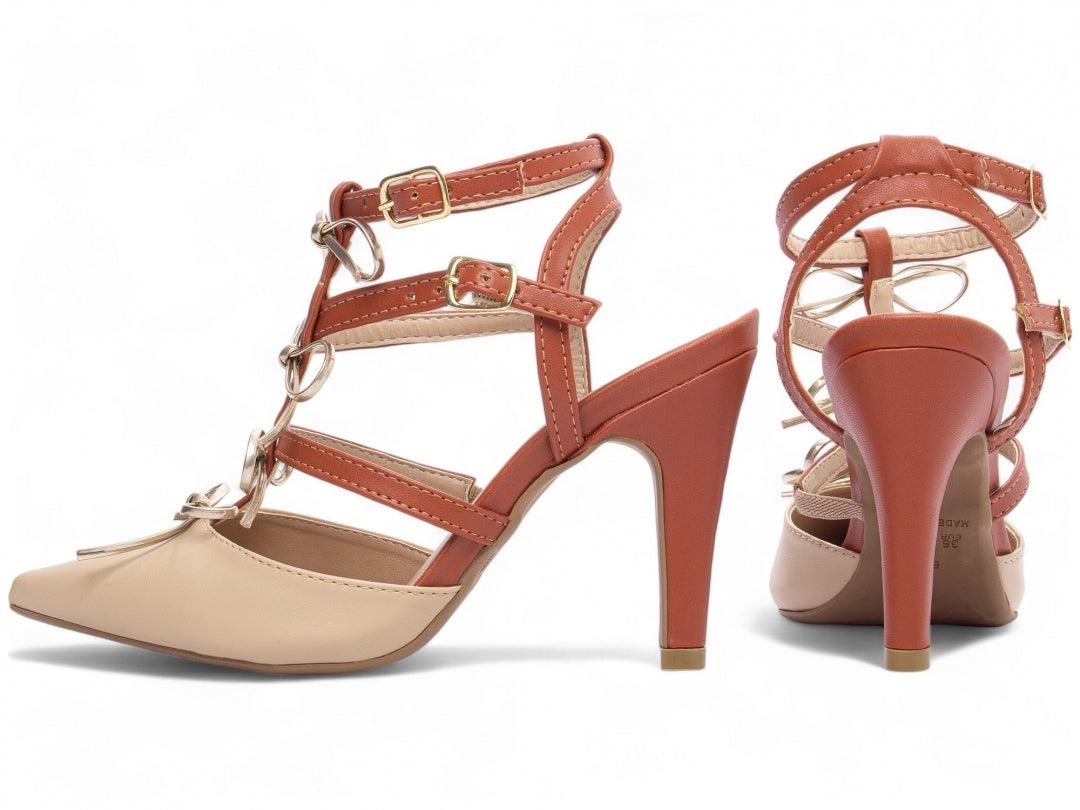 Scarpin com Fivelas Metalizado Cor Ouro Light desconto de outono - carminito