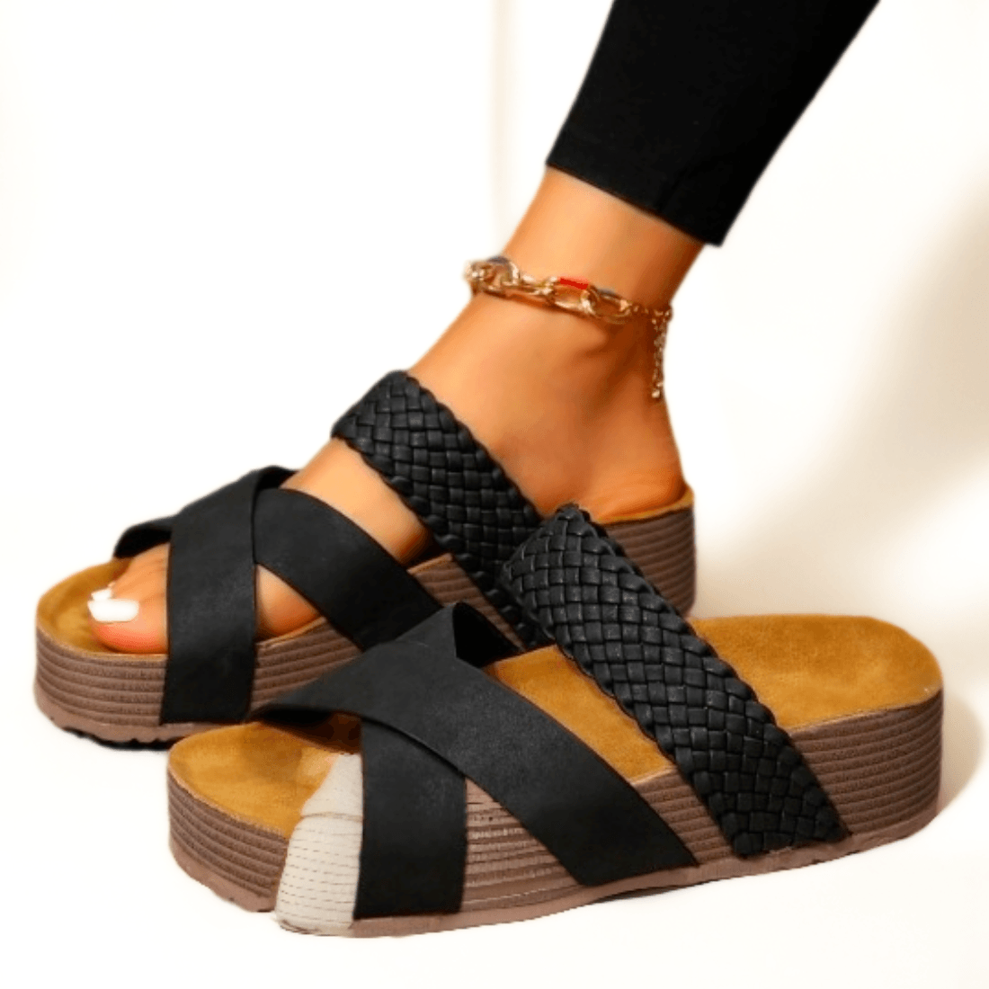 Sandália Plataforma Antiderrapante Estilo Romano Casual desconto de outono - carminito
