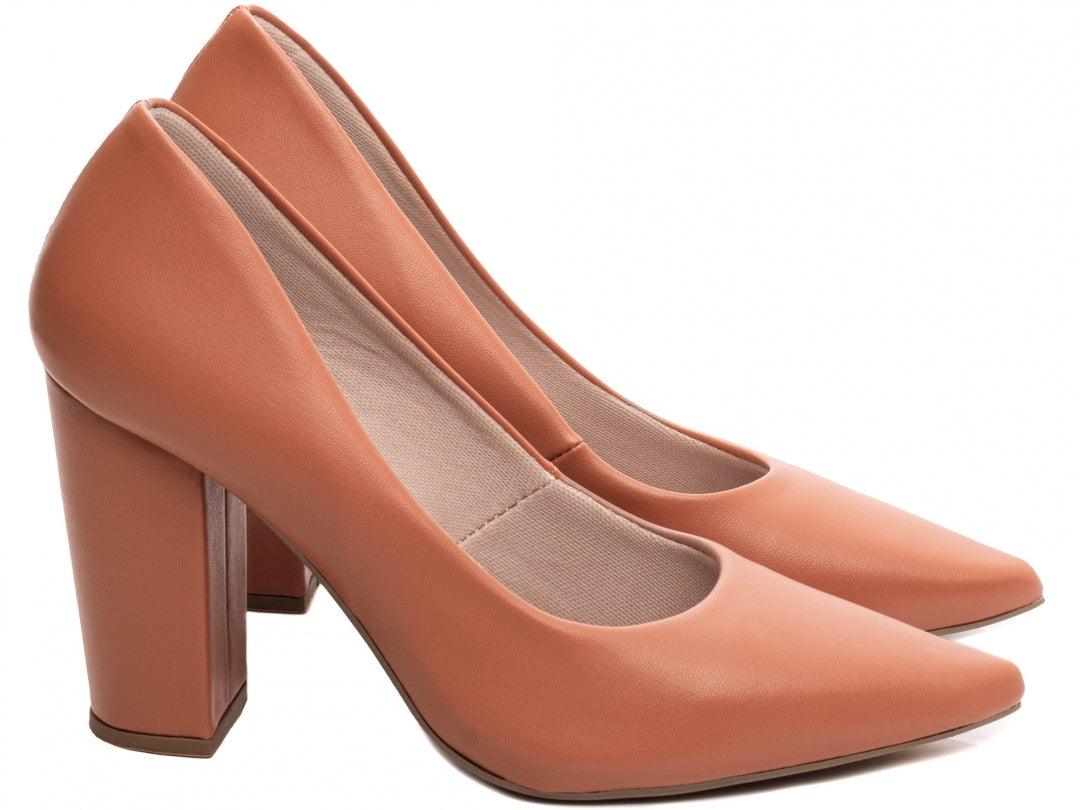 Scarpin Napa Caramelo Salto Grosso desconto de outono - carminito