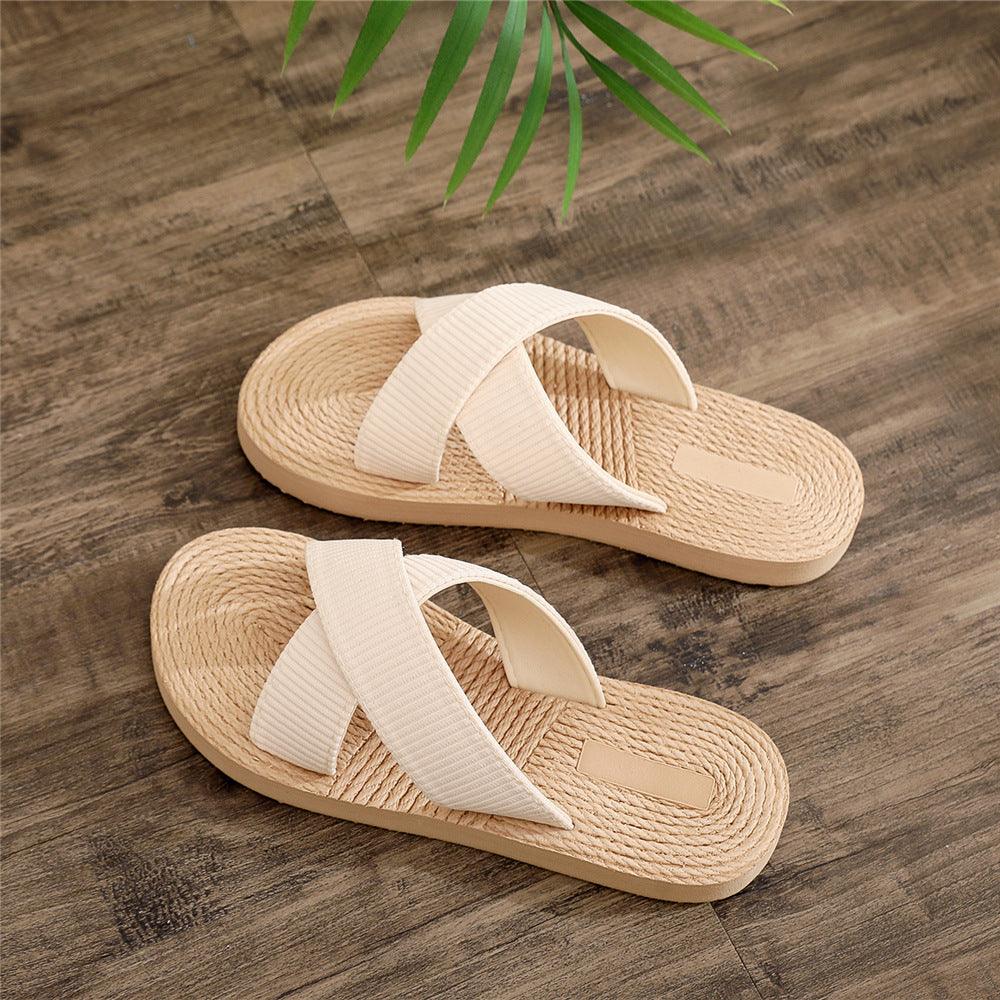 Sandália Rasteira Palha Cruzada Boho Verão - #carminito#