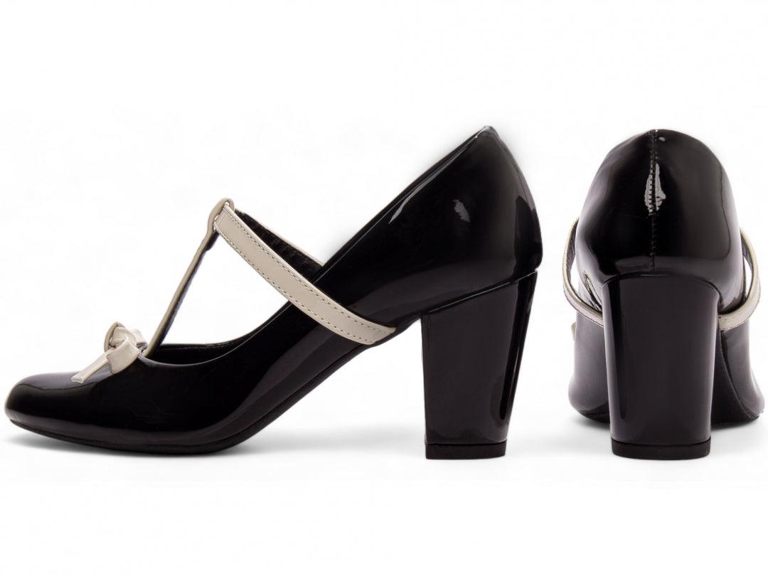 Salto Boneca Mary Jane Verniz Off White com Laço - #carminito#