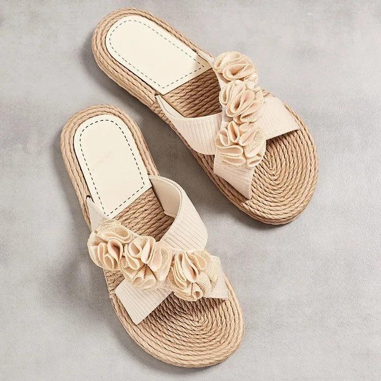 Sandália Rasteira Palha Cruzada Boho Verão - #carminito#