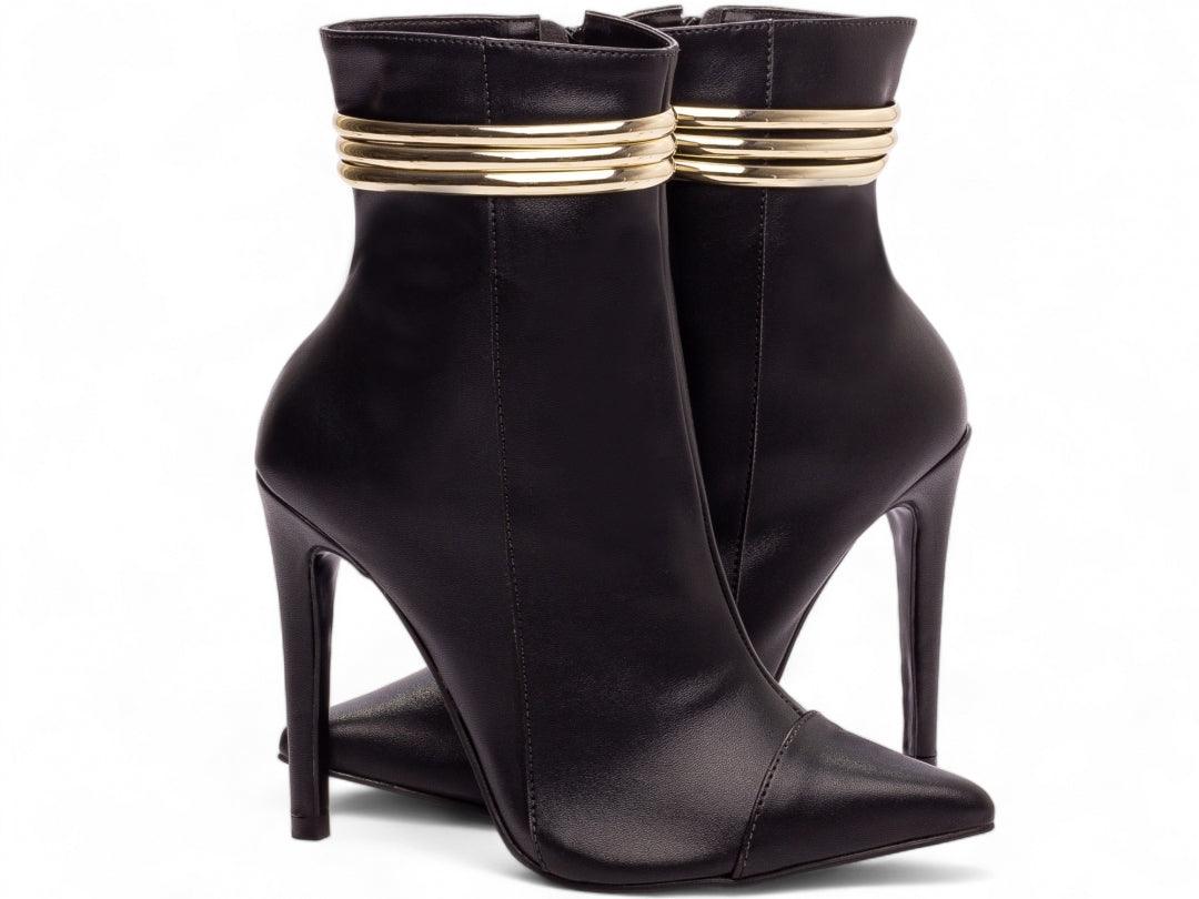 Bota Negra Bico Fino Salto 12 Cano Médio - #carminito#