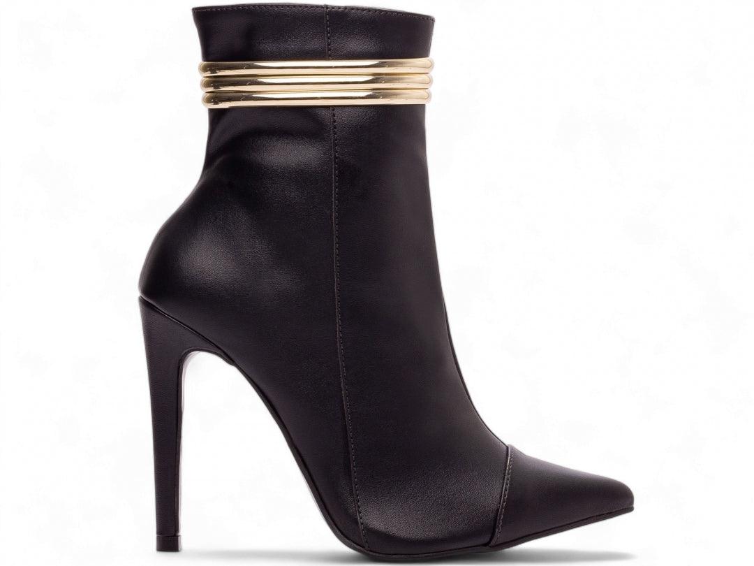 Bota Negra Bico Fino Salto 12 Cano Médio - #carminito#