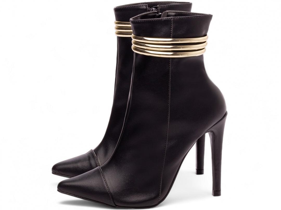 Bota Negra Bico Fino Salto 12 Cano Médio - #carminito#