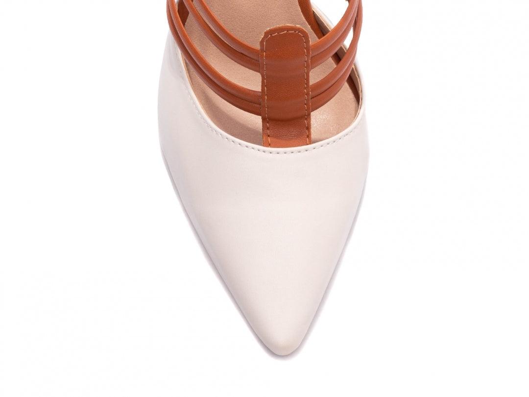 Scarpin Médio Napa Off White Caramelo e Preto - #carminito#