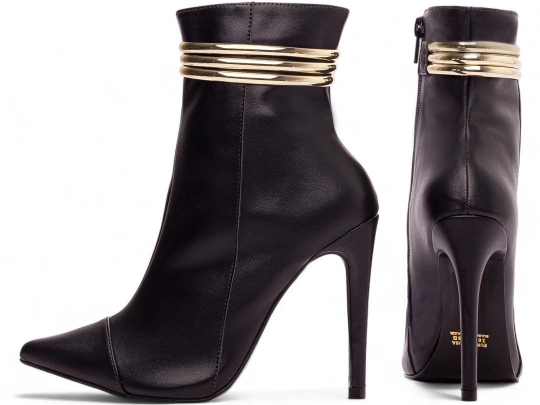 Bota Negra Bico Fino Salto 12 Cano Médio - #carminito#