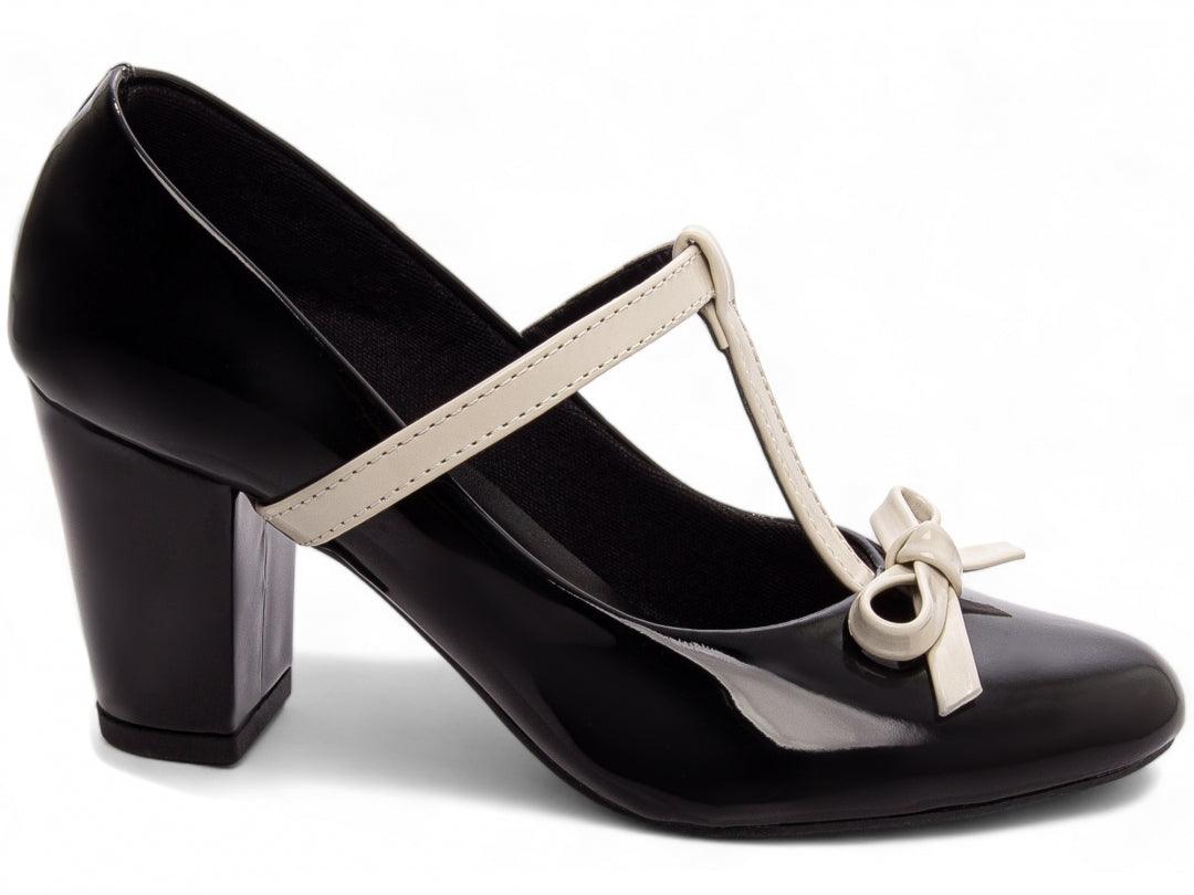 Salto Boneca Mary Jane Verniz Off White com Laço - #carminito#