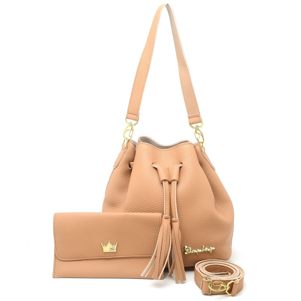 Kit Bolsa e Carteira Feminina Shopbag Saco Egito Lançamento