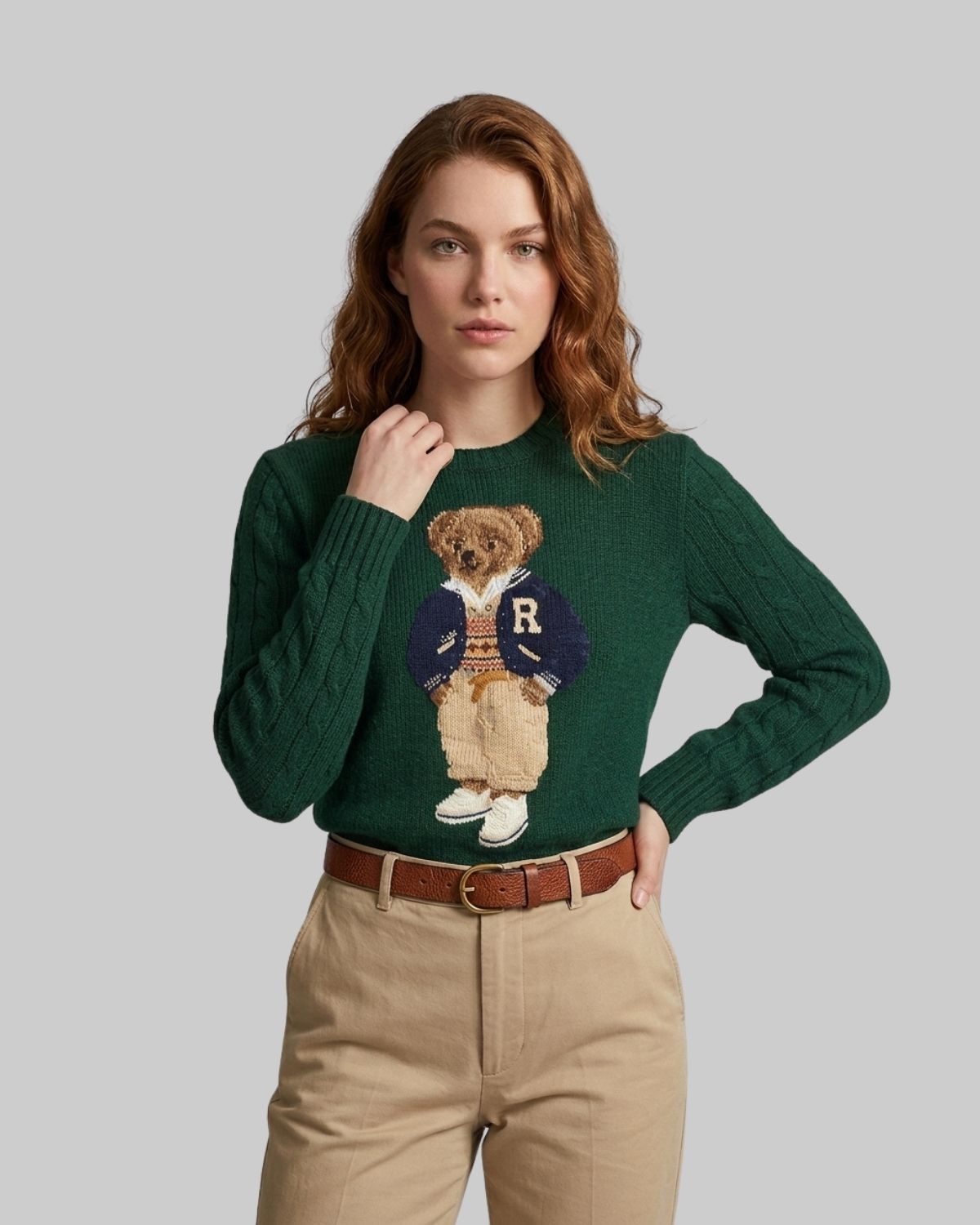 Suéter Bear Verde-escuro Gola Redonda