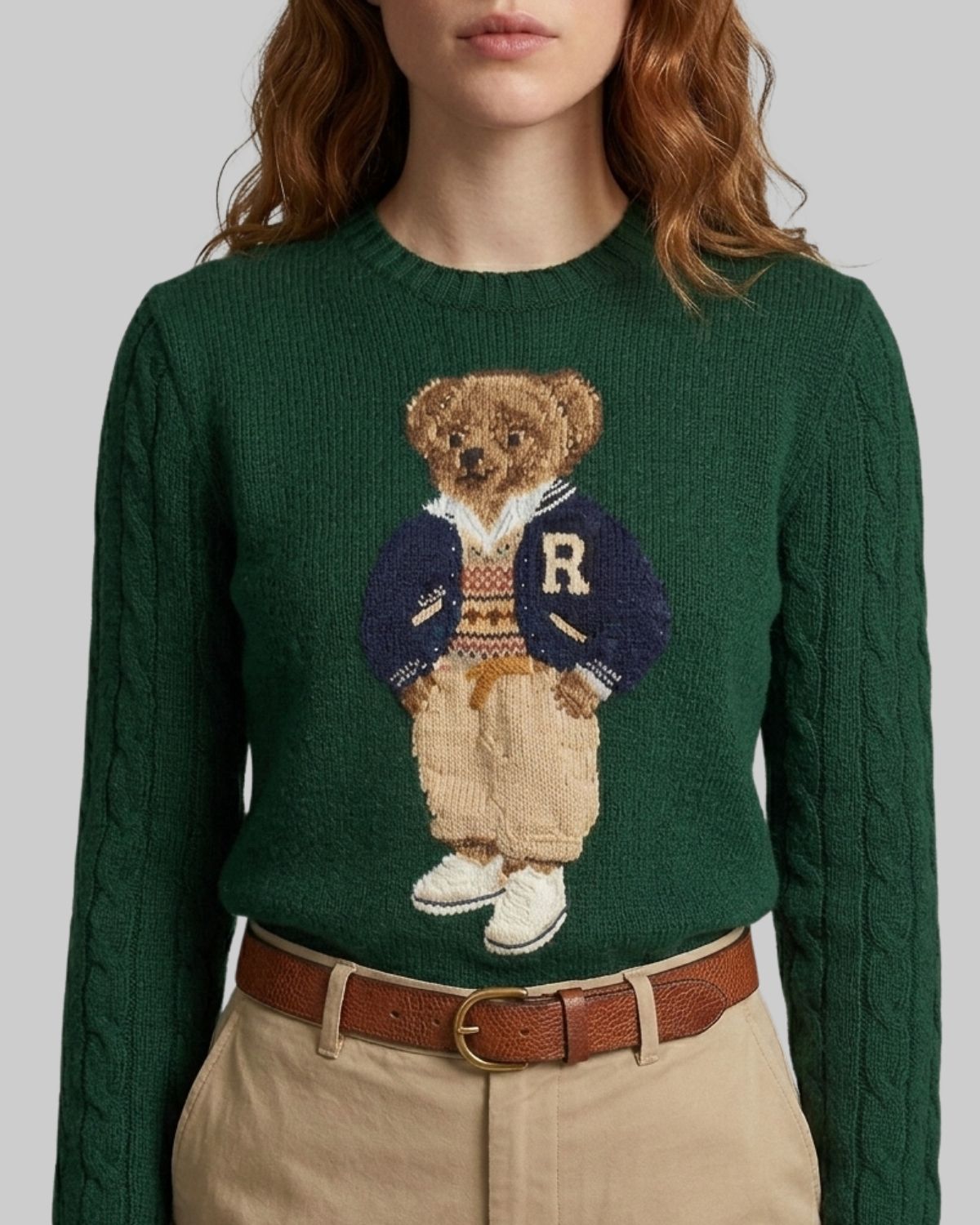 Suéter Bear Verde-escuro Gola Redonda